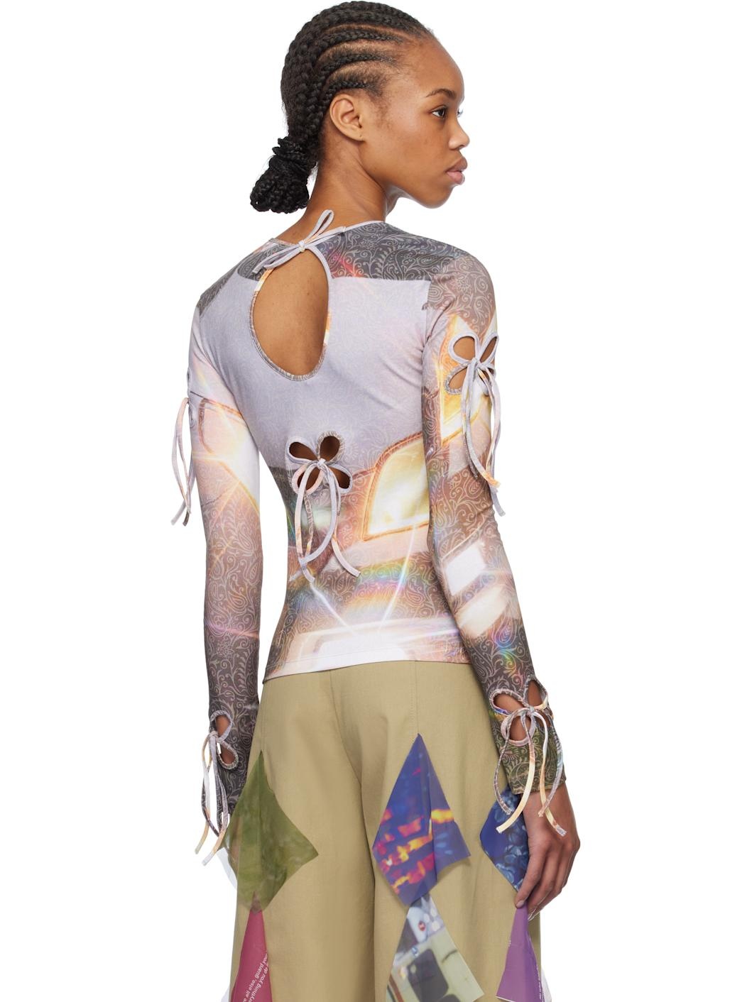 Multicolor Flashing Light Petal Long Sleeve T-shirt - 3