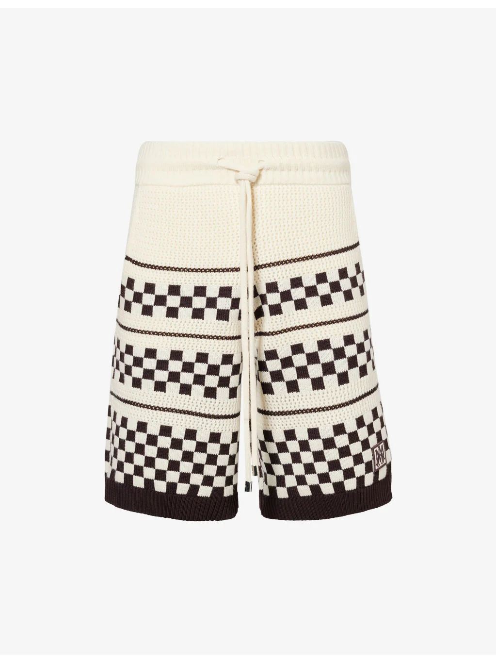 Checkered Drawstring Wool-Blend Shorts - 1
