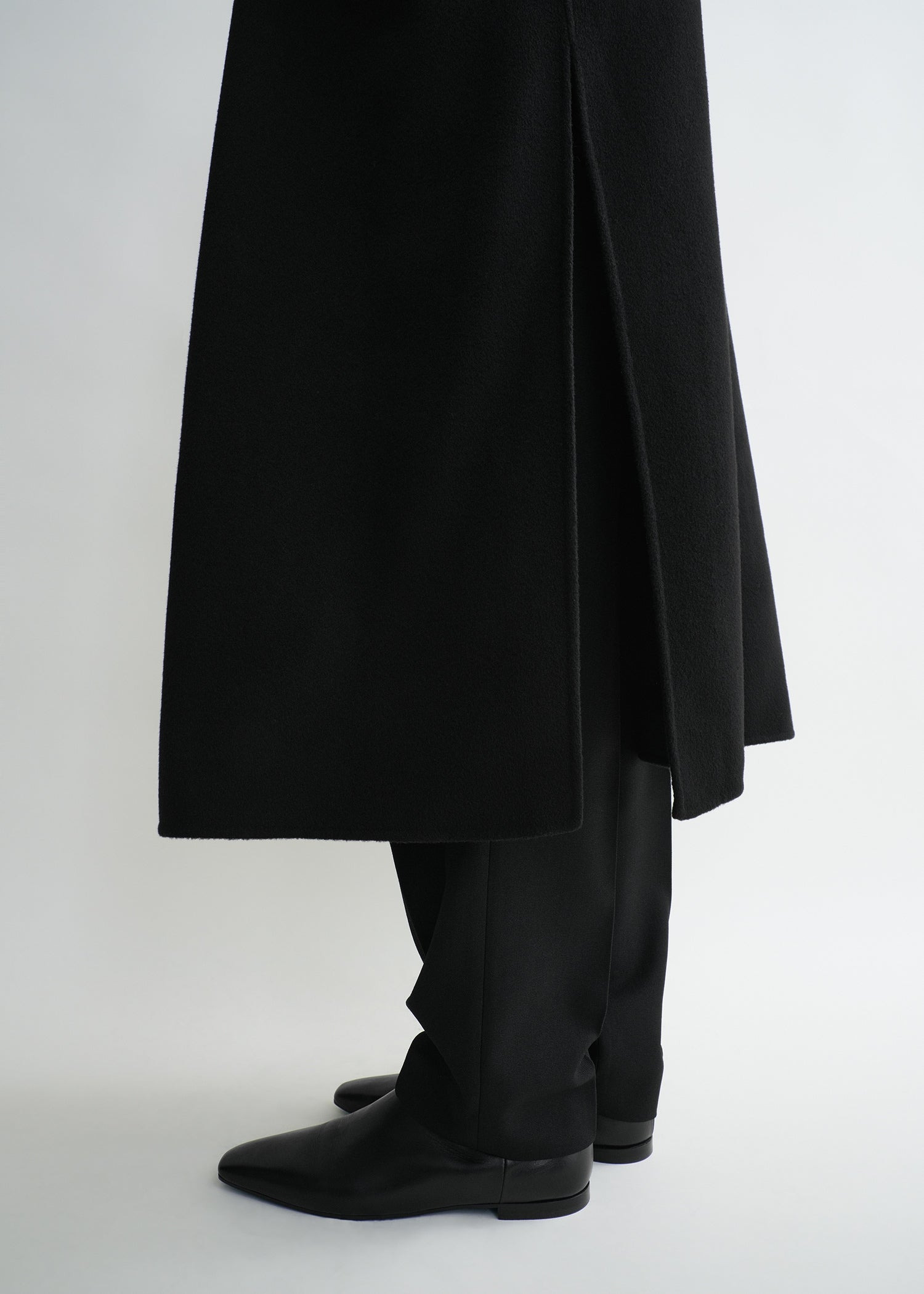 Signature wool cashmere coat black - 6