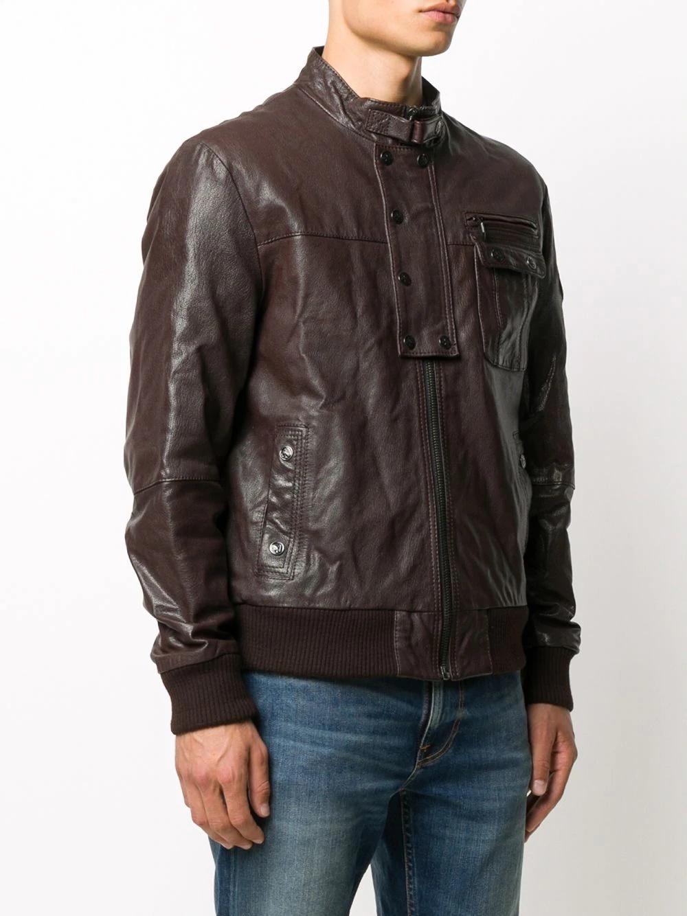 bomber style leather jacket - 3