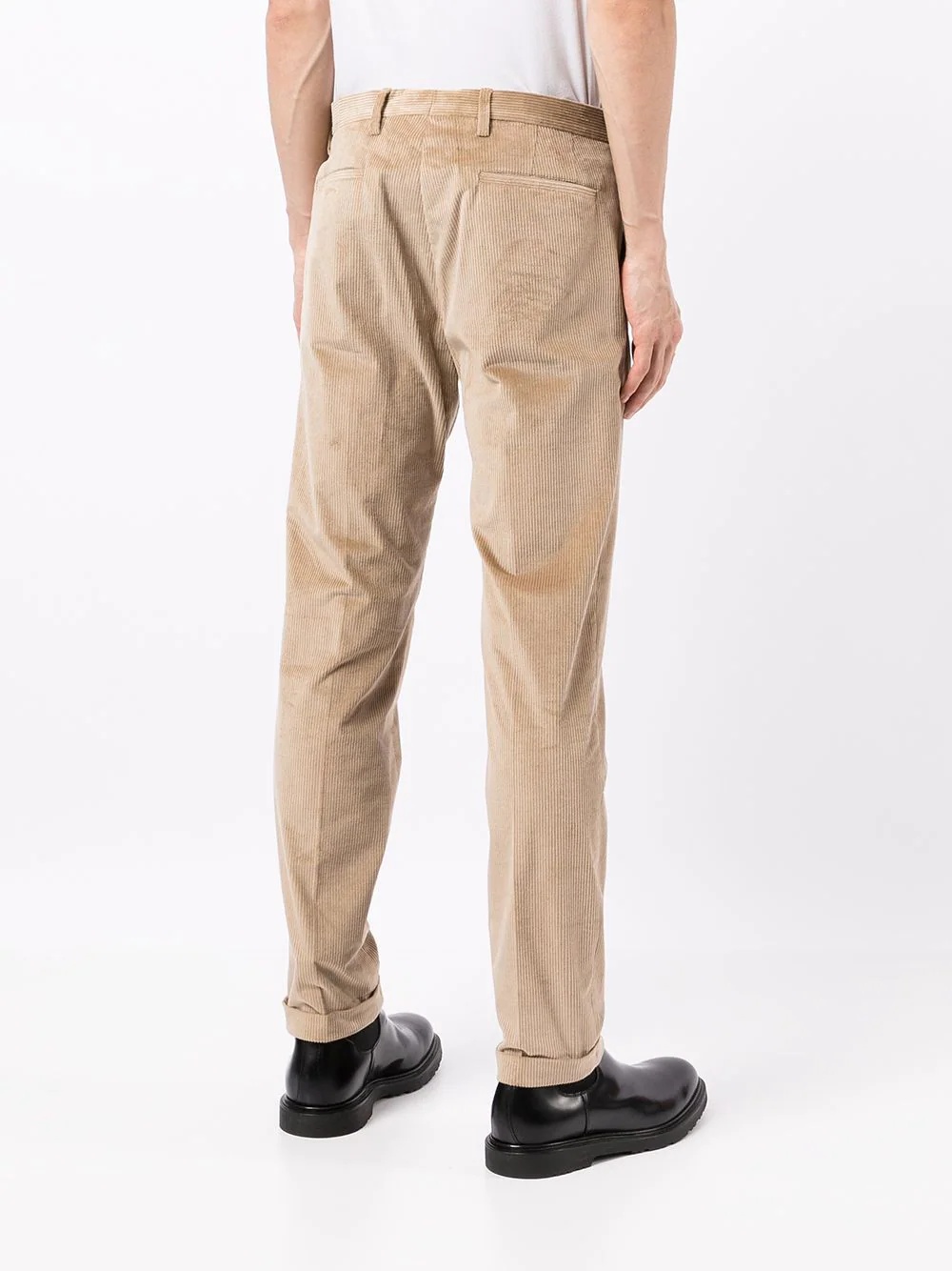 ribbed pressed-crease trousers - 4