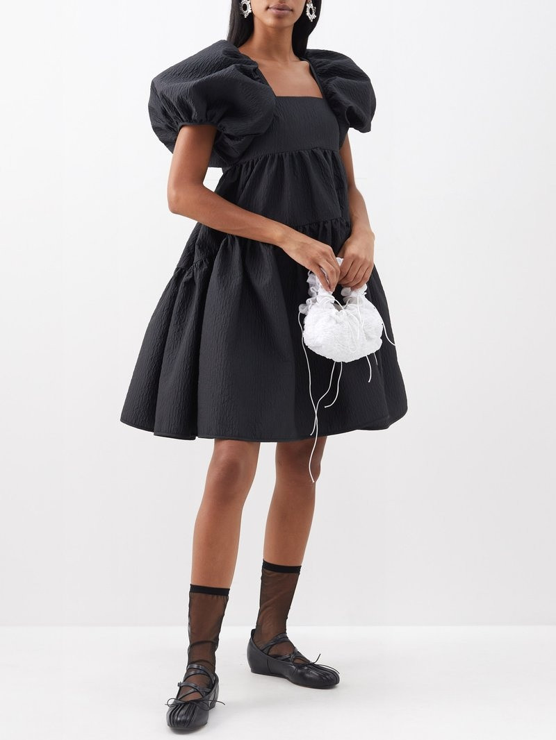 CECILIE BAHNSEN Ronia puff-sleeve Abeto-matelassé dress outlook