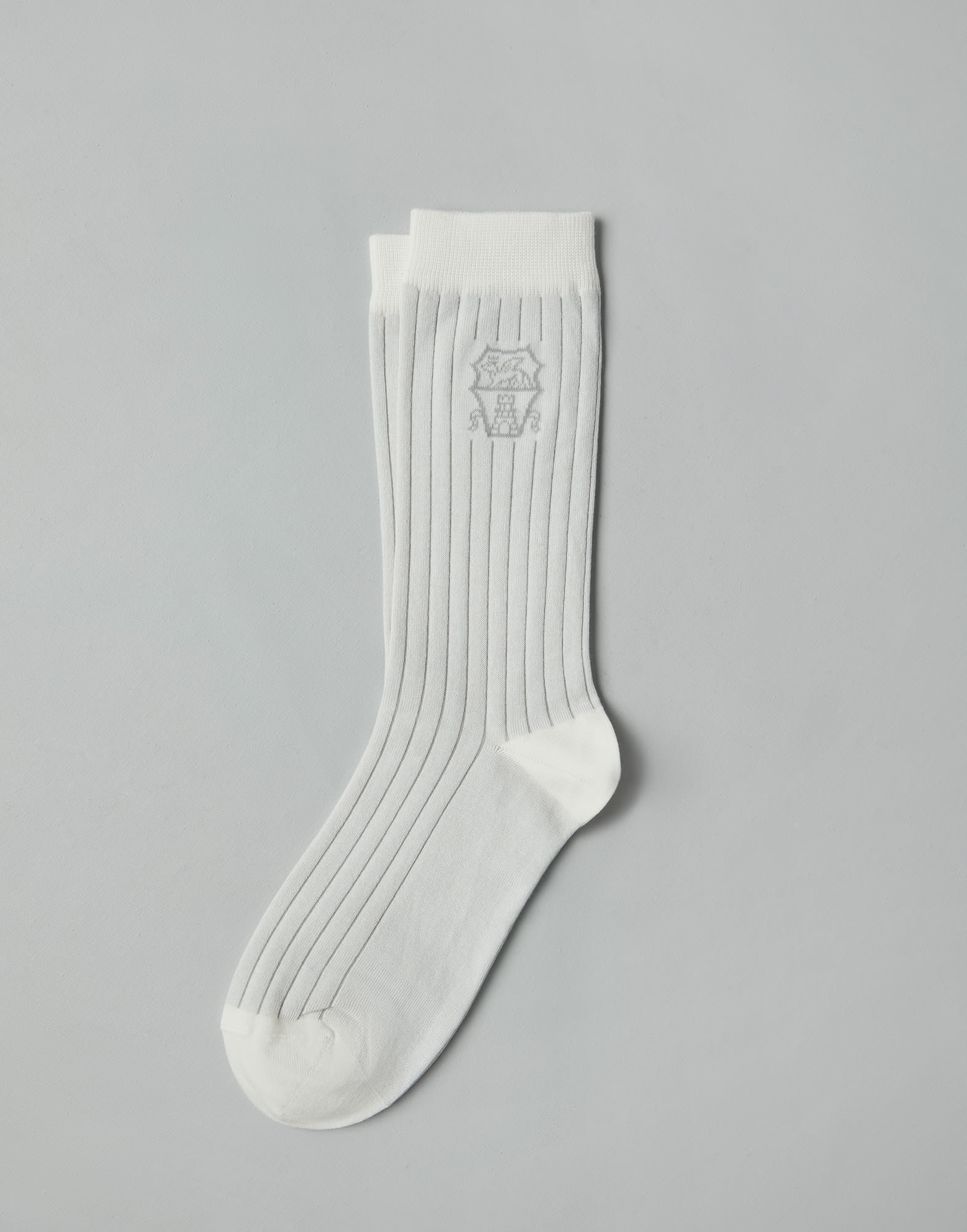 Cotton chalk stripe effect socks with logo - 1