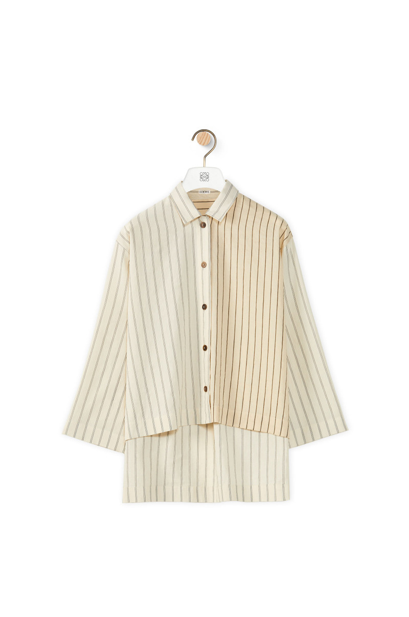 Stripe tunic shirt in cotton and linen 1