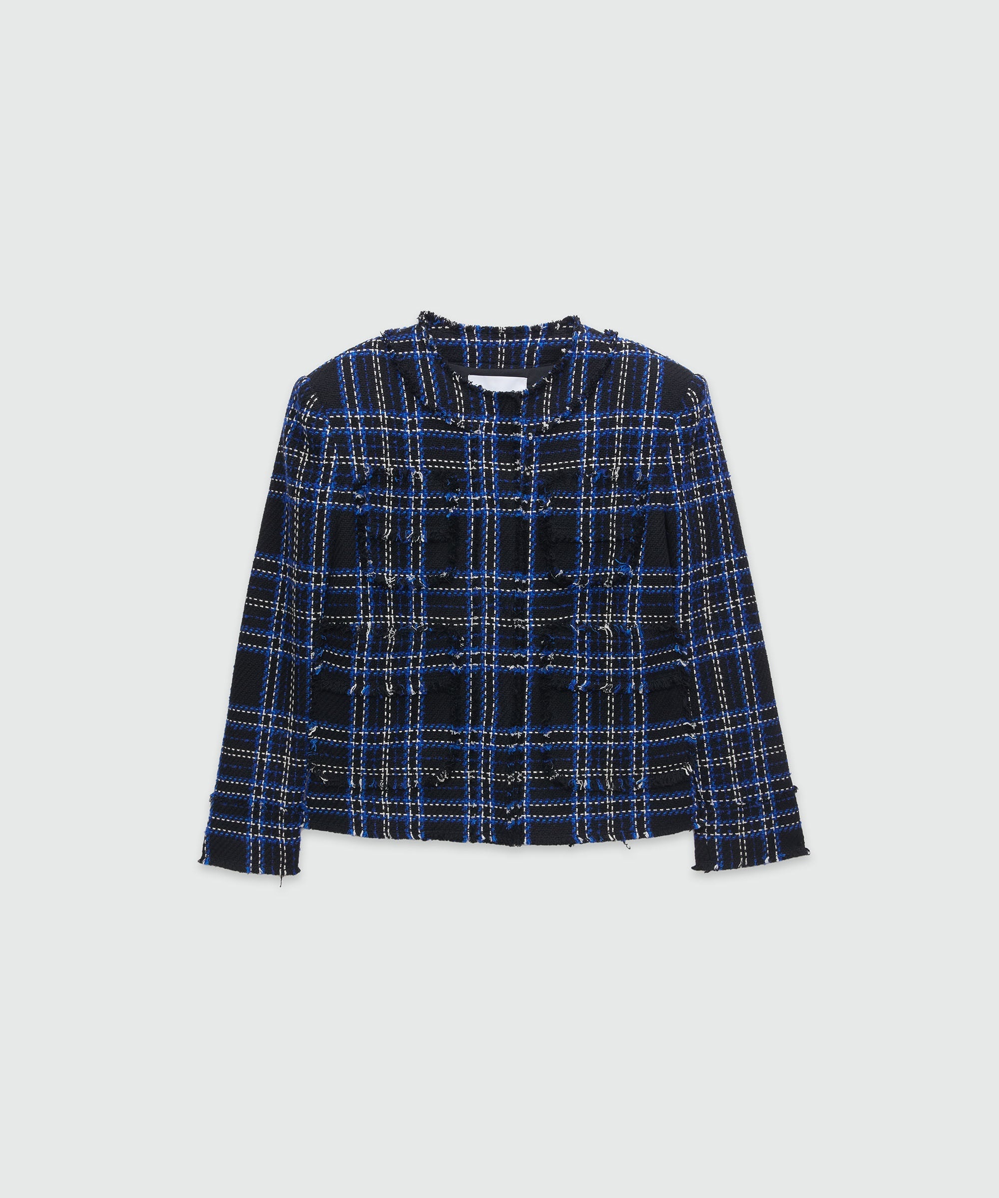 Cotton tweed black tartan jacket - 1