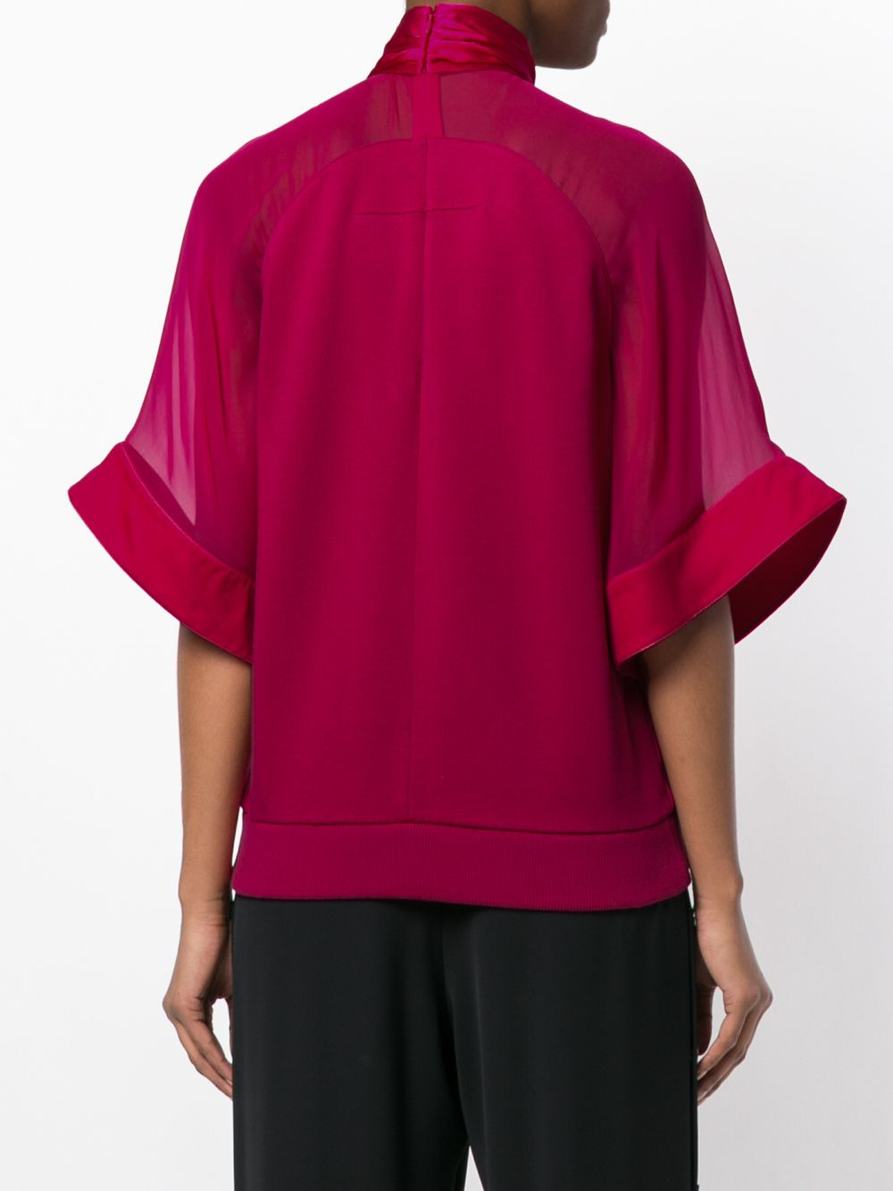 draped neckline rottweiler print top - 4