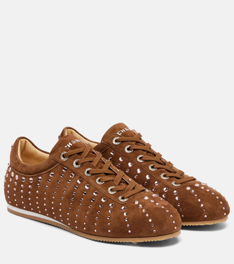 Ballet Runner embellished suede sneakers 1