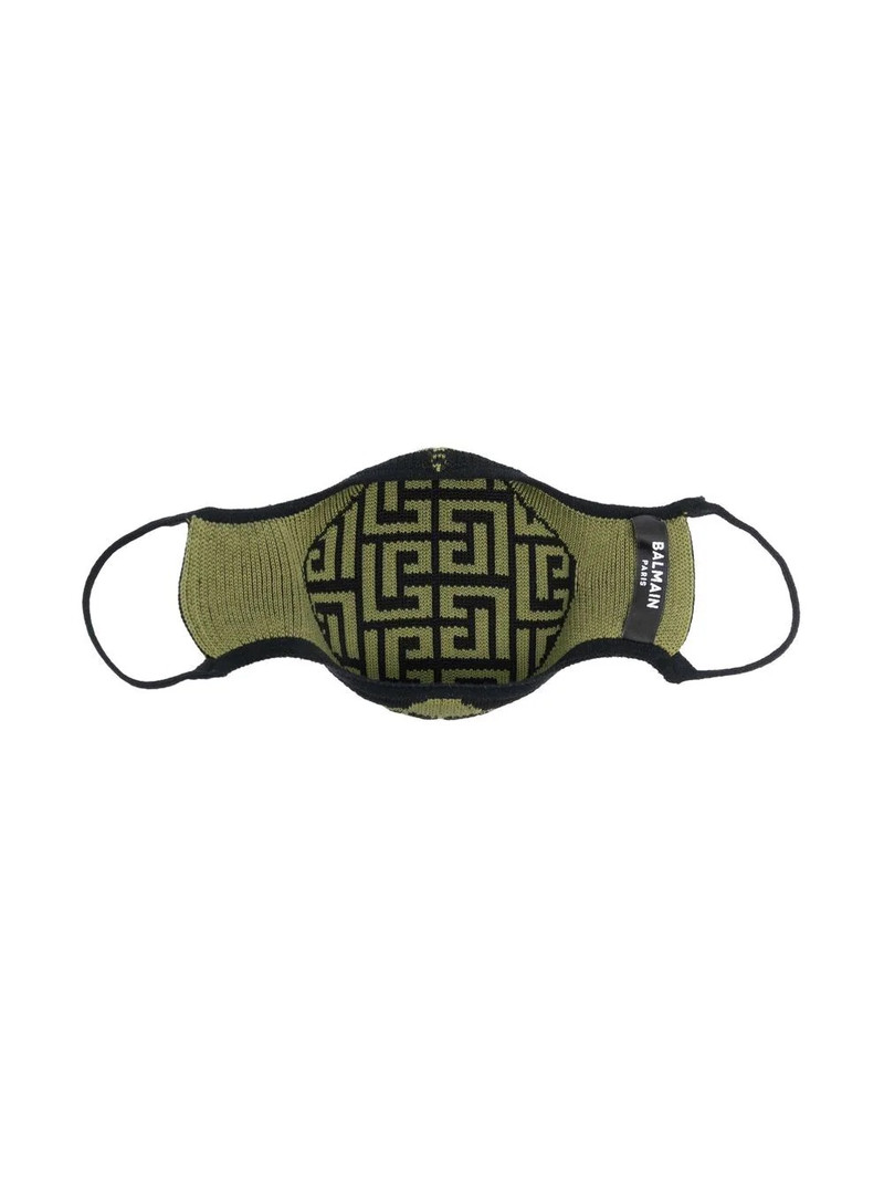 Balmain knitted monogram-print face mask outlook