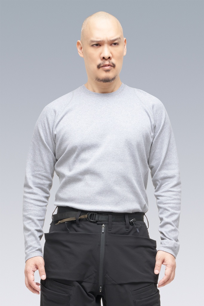 S27-PR Cotton Rib Longsleeve Shirt Gray Melange - 31