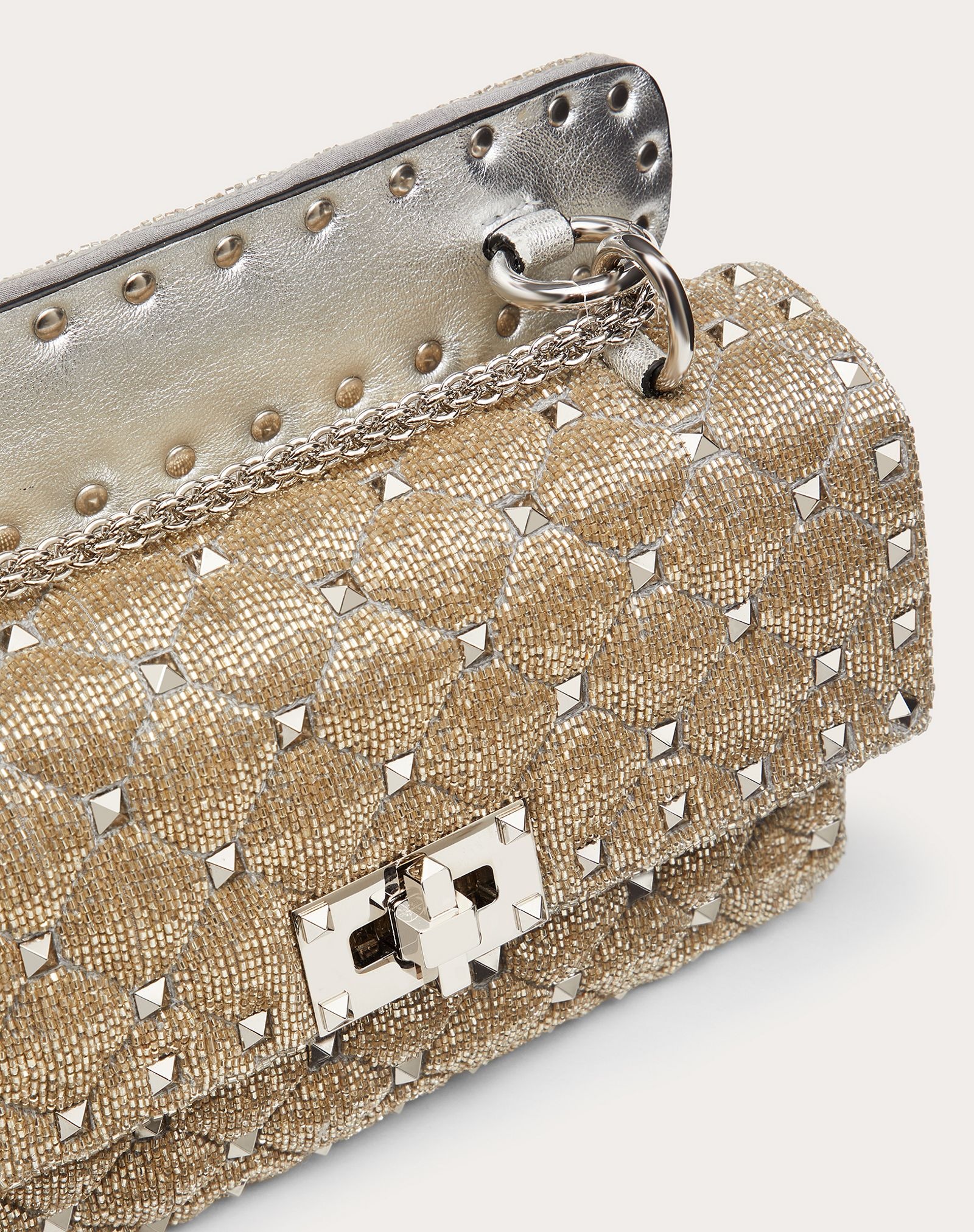 Small Rockstud Spike Bag with Beaded Detailing - 5