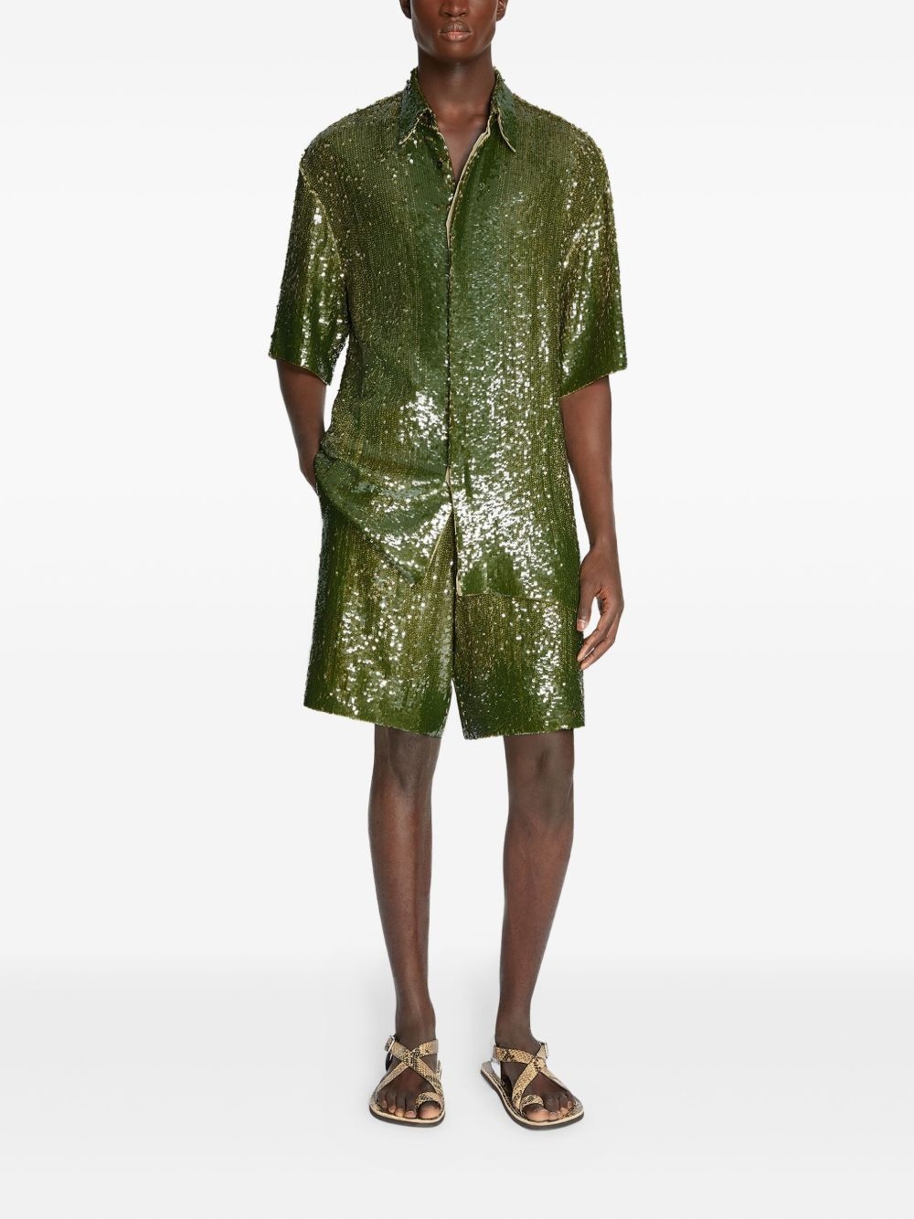 sequin-embellished short-sleeve shirt - 2