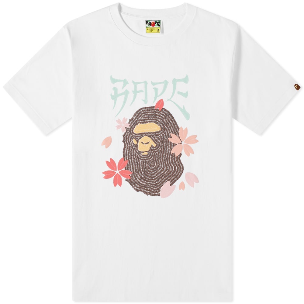 A Bathing Ape Embroidered Style Sakura Ape Head Tee - 1