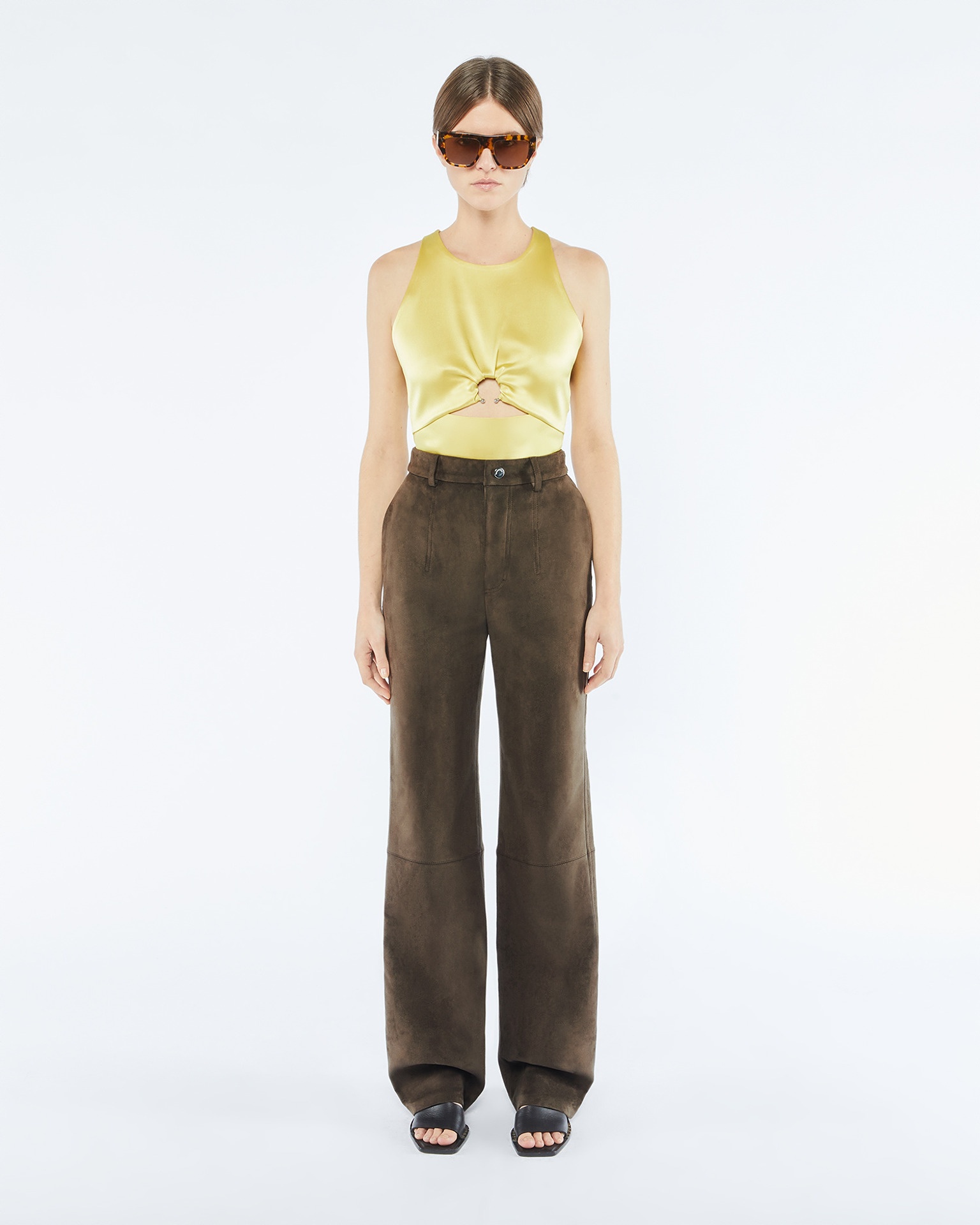 SILKE - Alt-suede pants - Coffee bean - 3
