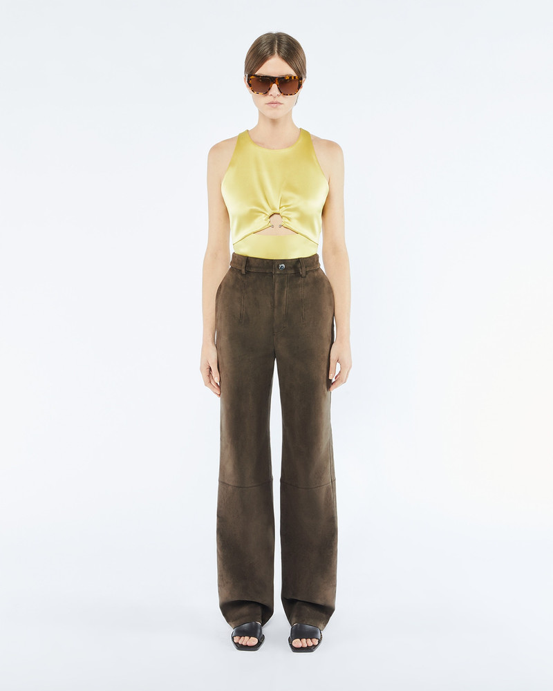 SILKE - Alt-suede pants - Coffee bean 3