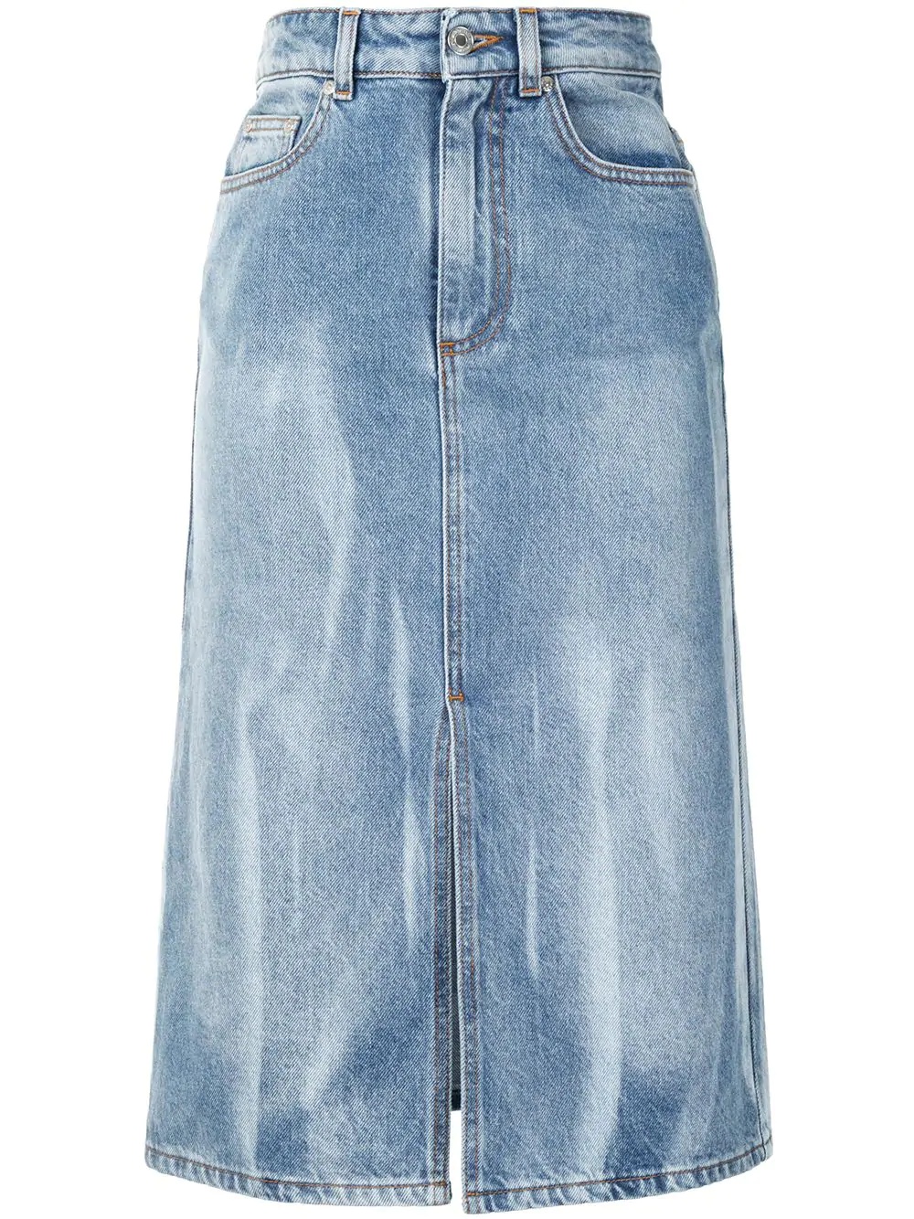 bleached effect denim skirt - 1