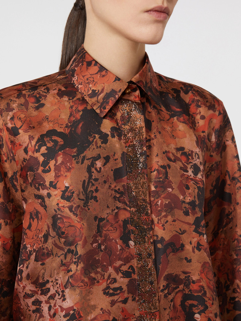 LUSSO Relaxed-fit printed silk shirt - TERRA COTTA 6