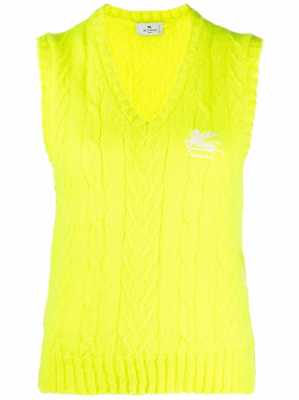 embroidered-logo cable-knit vest - 1