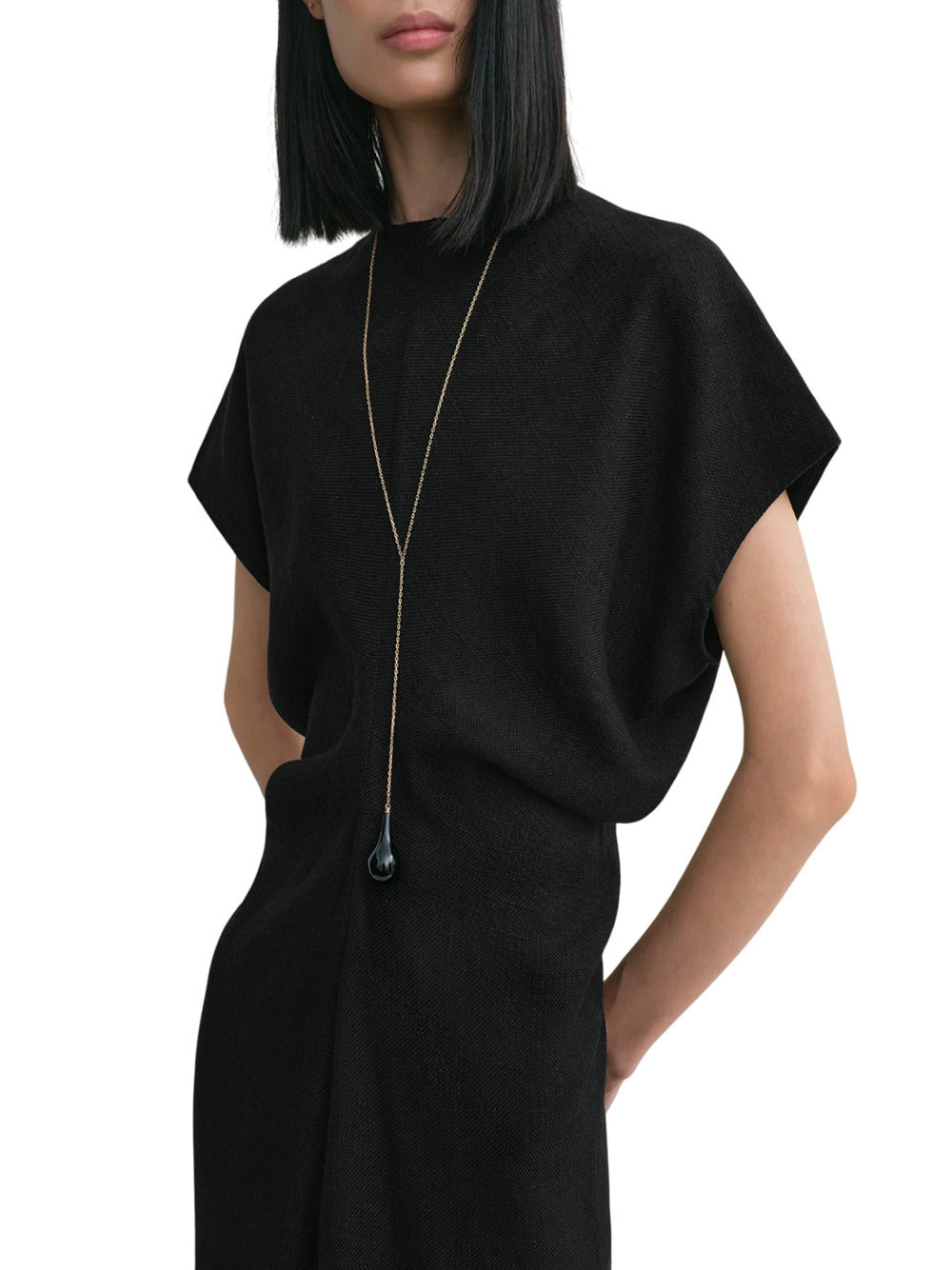 Toteme Women Black Woven Dress With Loose Waist - 5