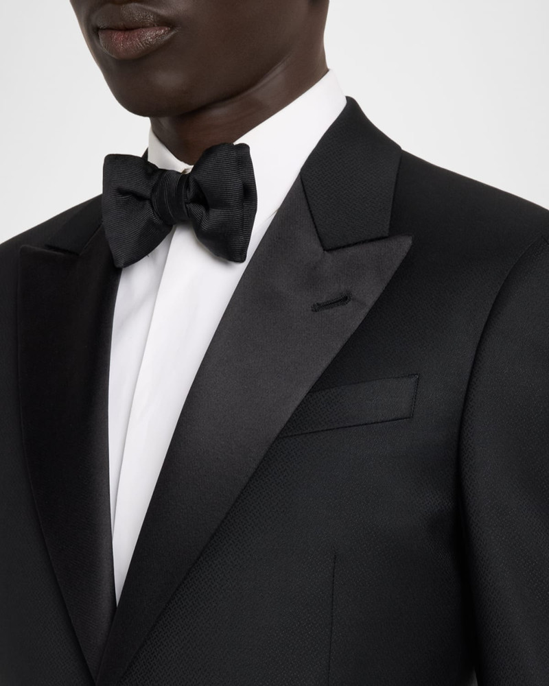 Men's G Line Jacquard Wool Satin-Trim Two-Piece Suit 6