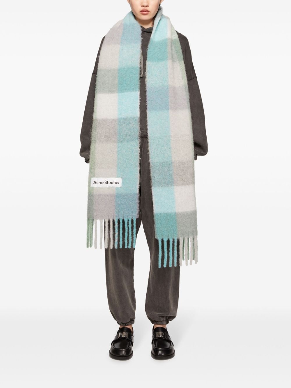 logo-patch checked scarf - 4