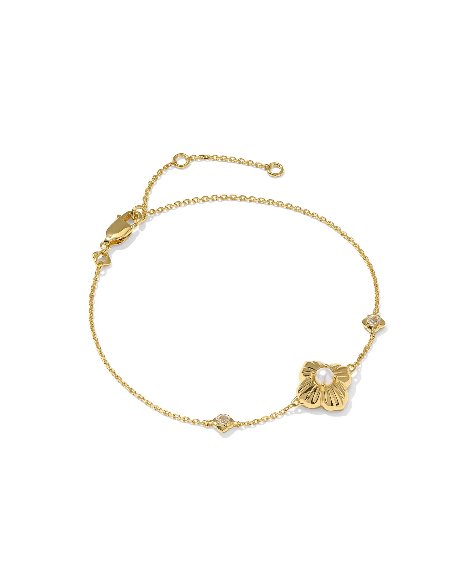 Dira Pearl Topaz 18k Gold Vermeil Delicate Chain Bracelet - 1