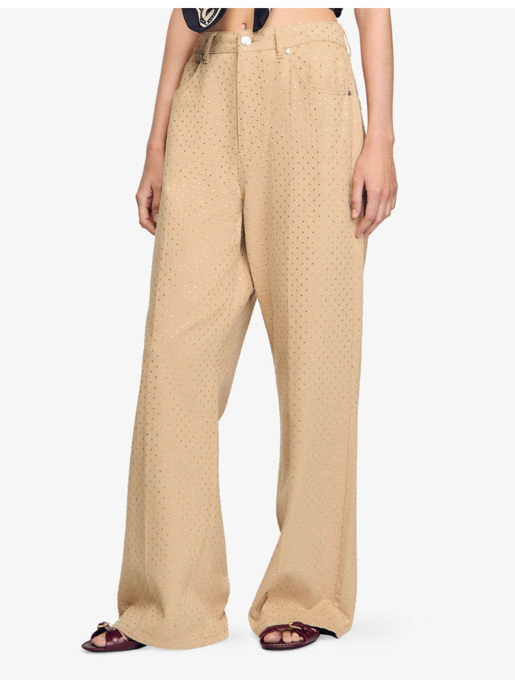 Diamante-Embellished Relaxed-Fit Denim Jeans - 3