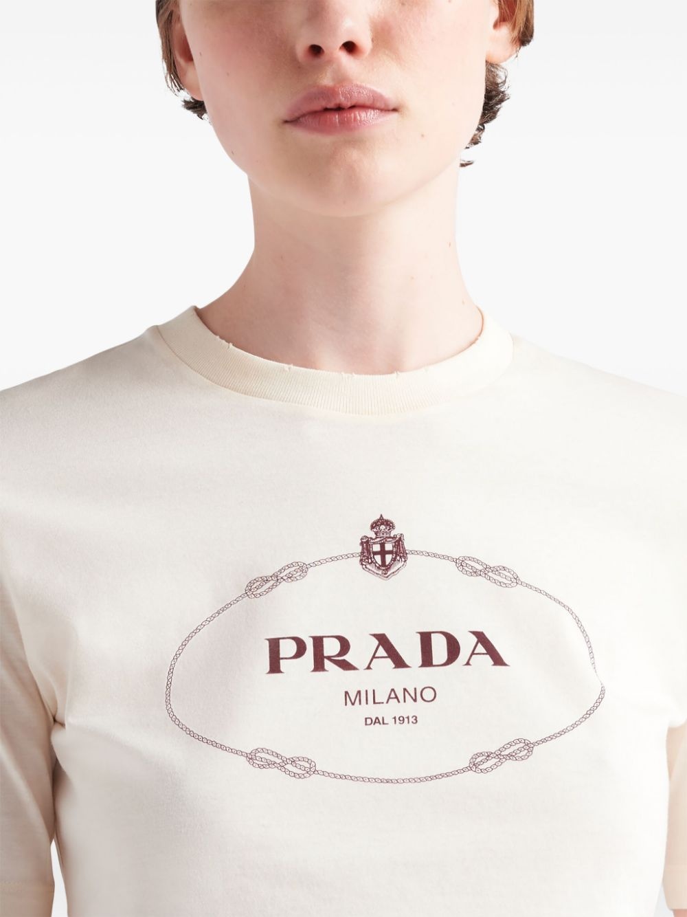 logo-print cotton cropped t-shirt - 4