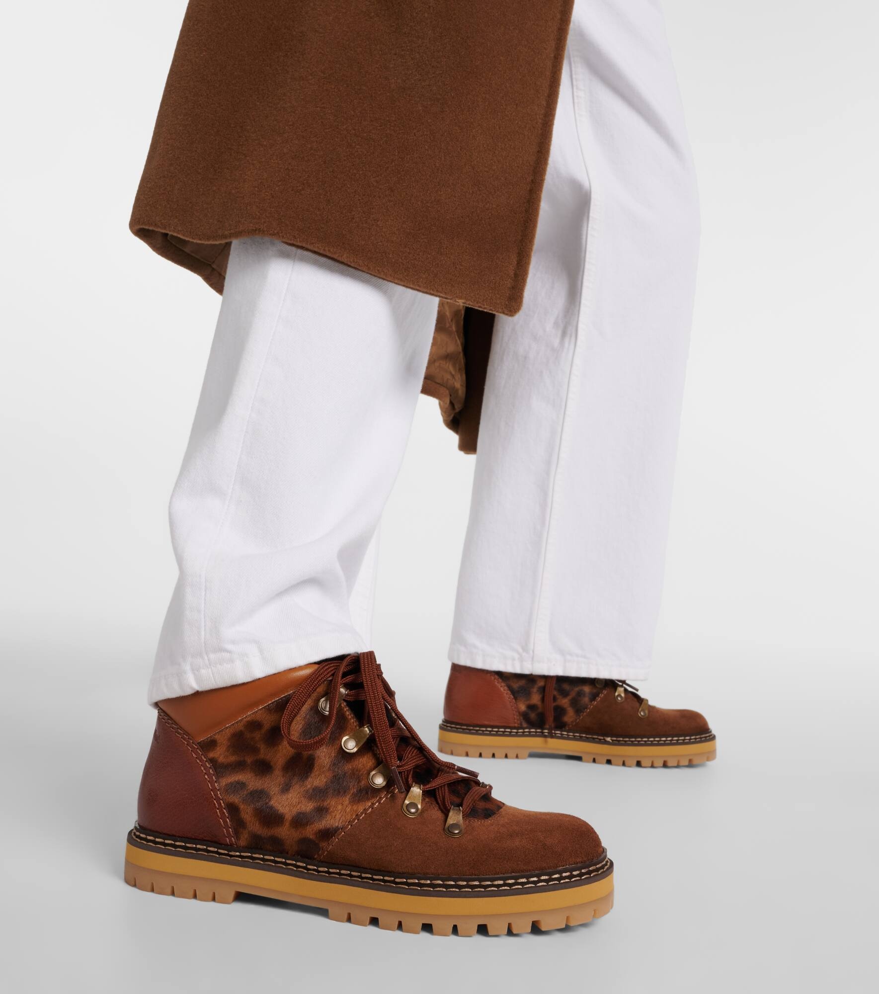 Eileen leopard-print suede lace-up boots - 4