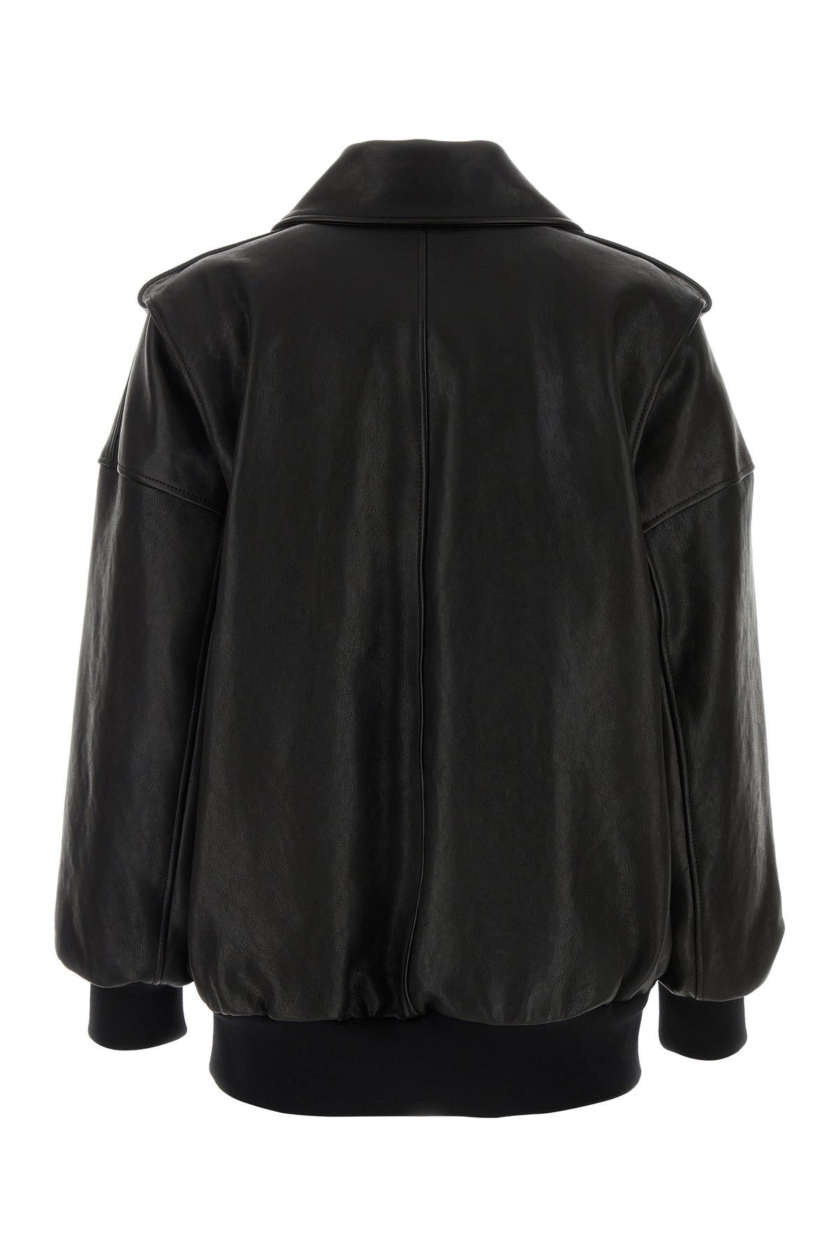 Black leather oversize jacket - 2
