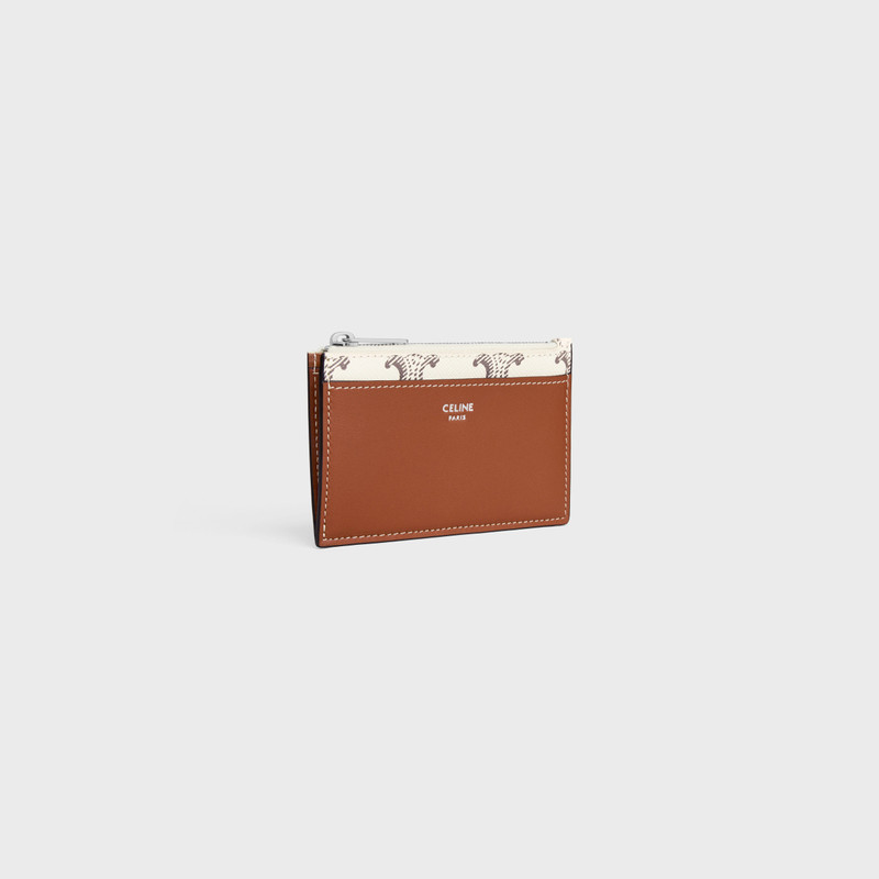 CELINE Zipped Card Holder in Triomphe Canvas and Lambskin outlook