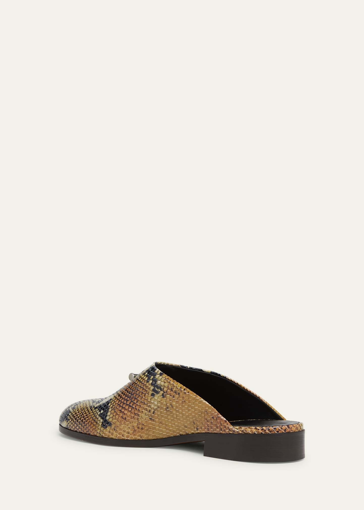 Men's Snake-Effect Leather Mules - 4