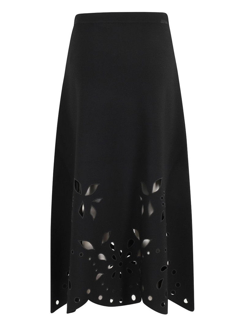 ULLA JOHNSON Grace laser-cut floral midi skirt outlook