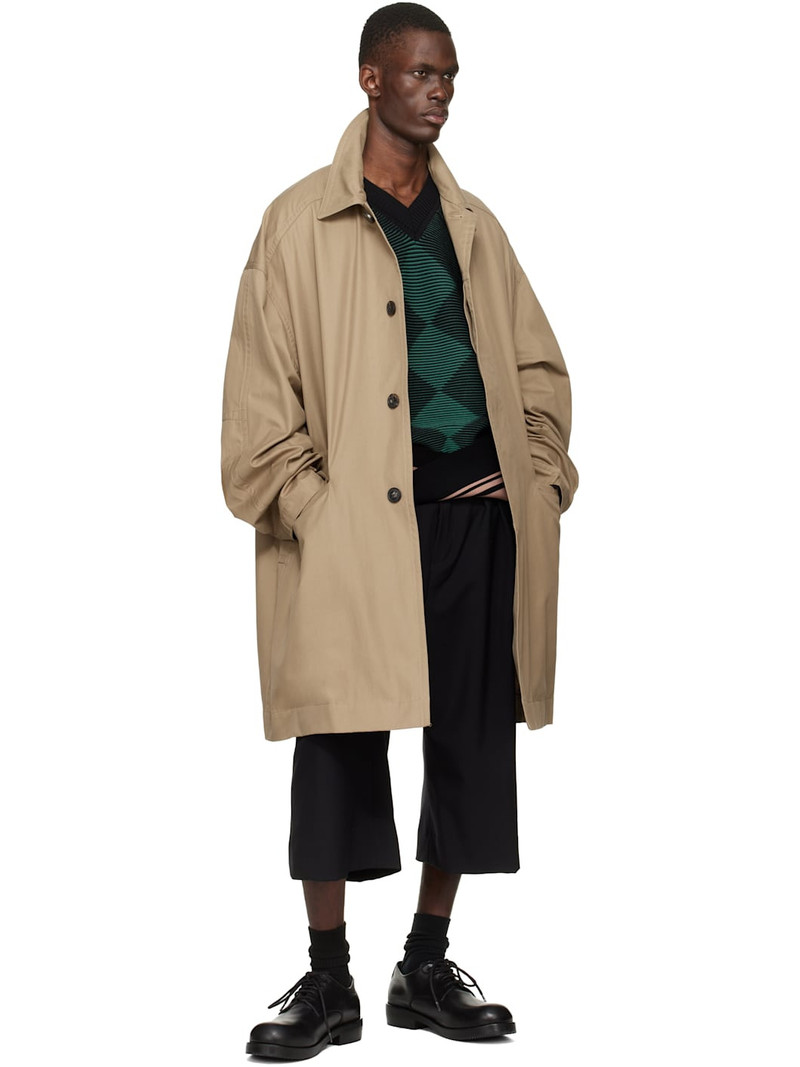 Dries Van Noten Beige Loose Cotton Mac Coat outlook