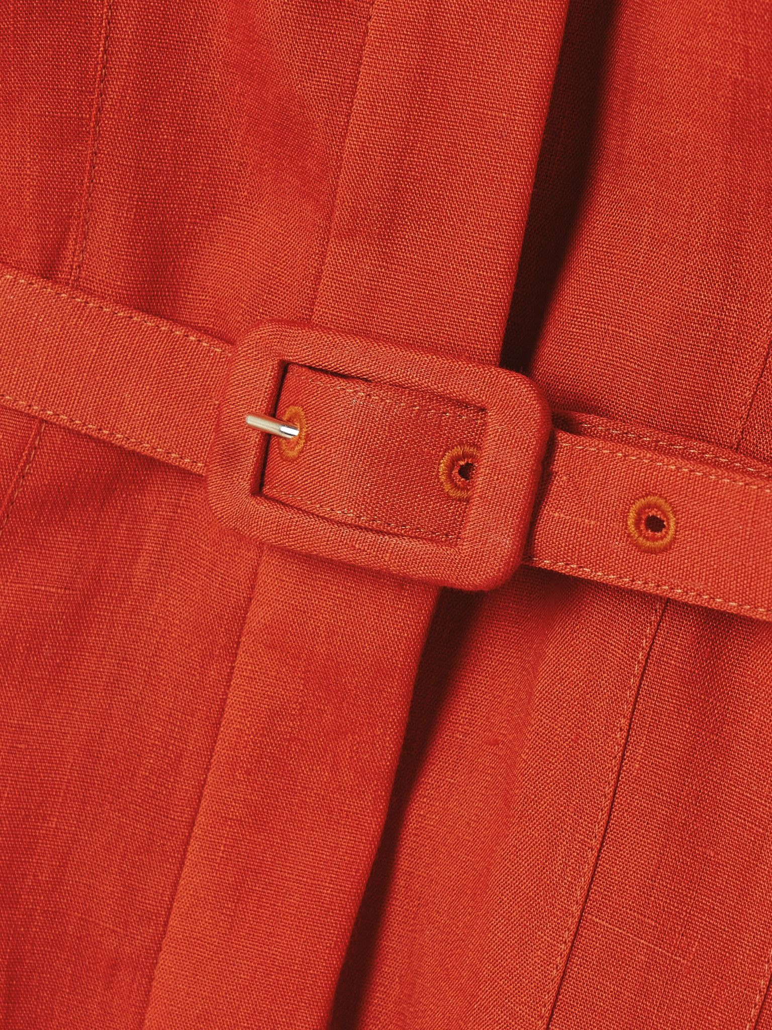 Maude belted linen midi shirt dress Orange - 4