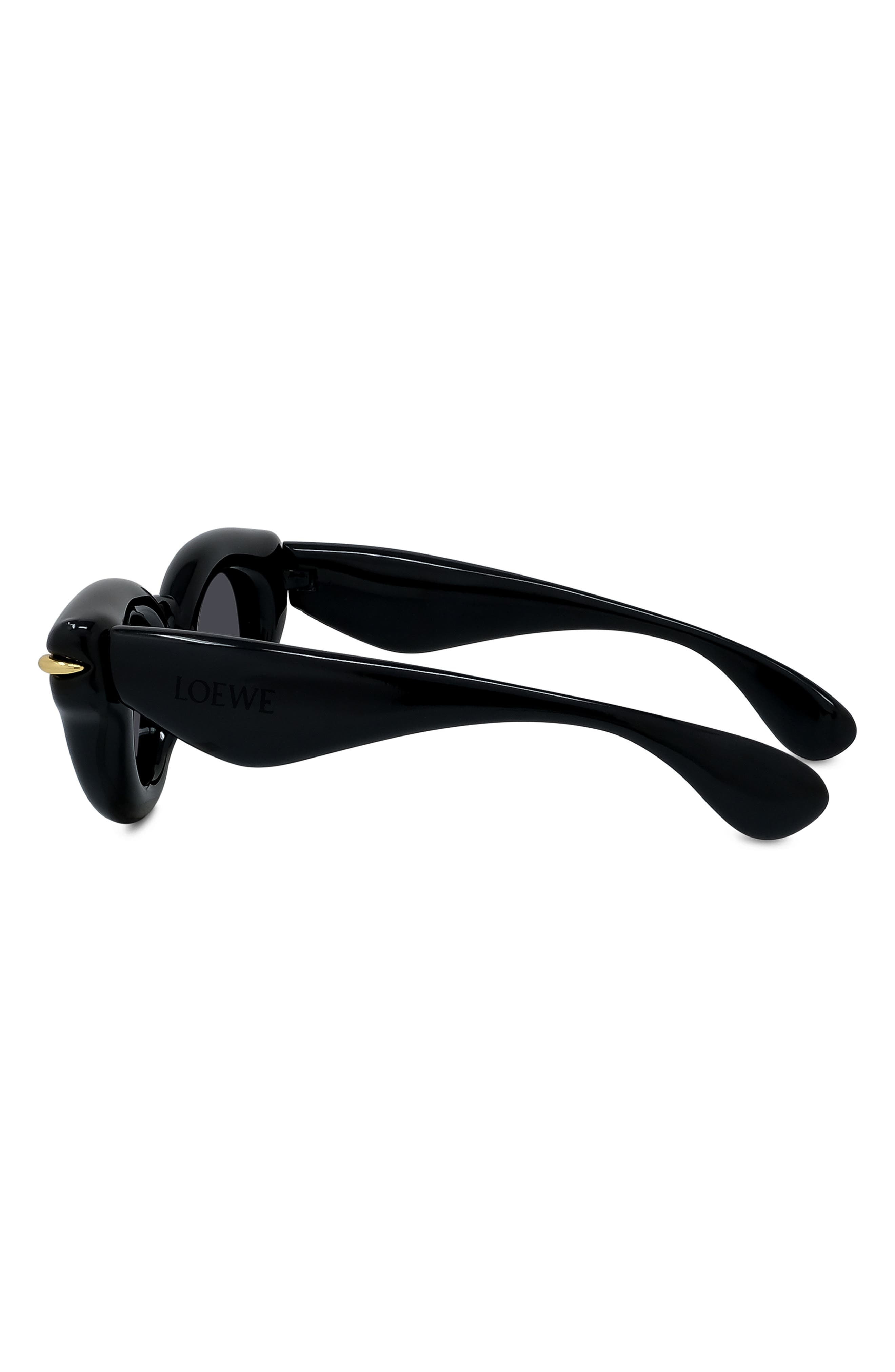 Loewe Inflated Pantos 46mm Round Sunglasses in Shiny Black /Smoke at Nordstrom - 5