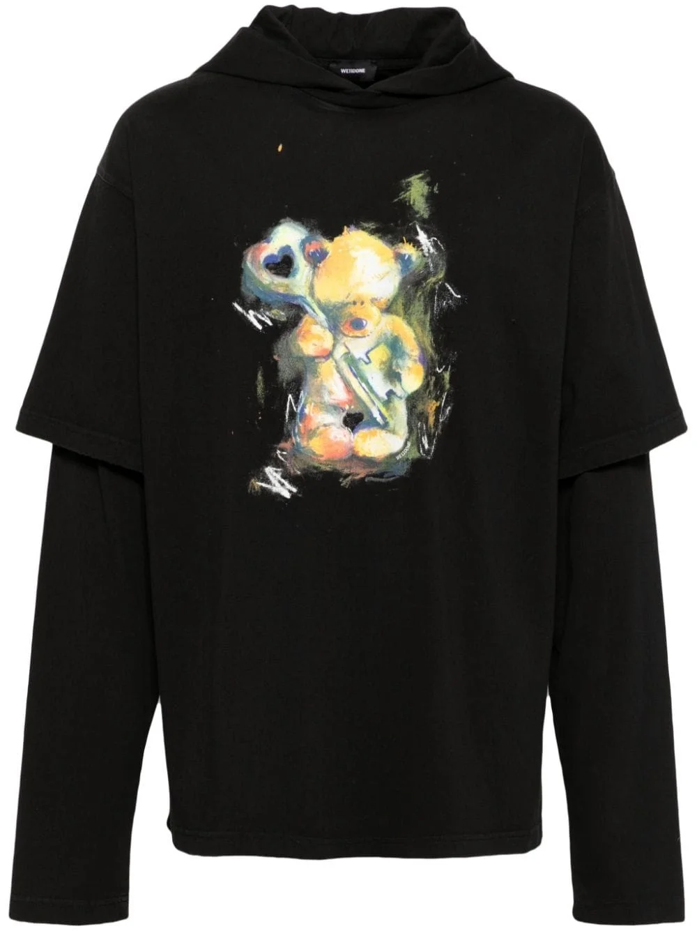 teddy bear layered hoodie - 1