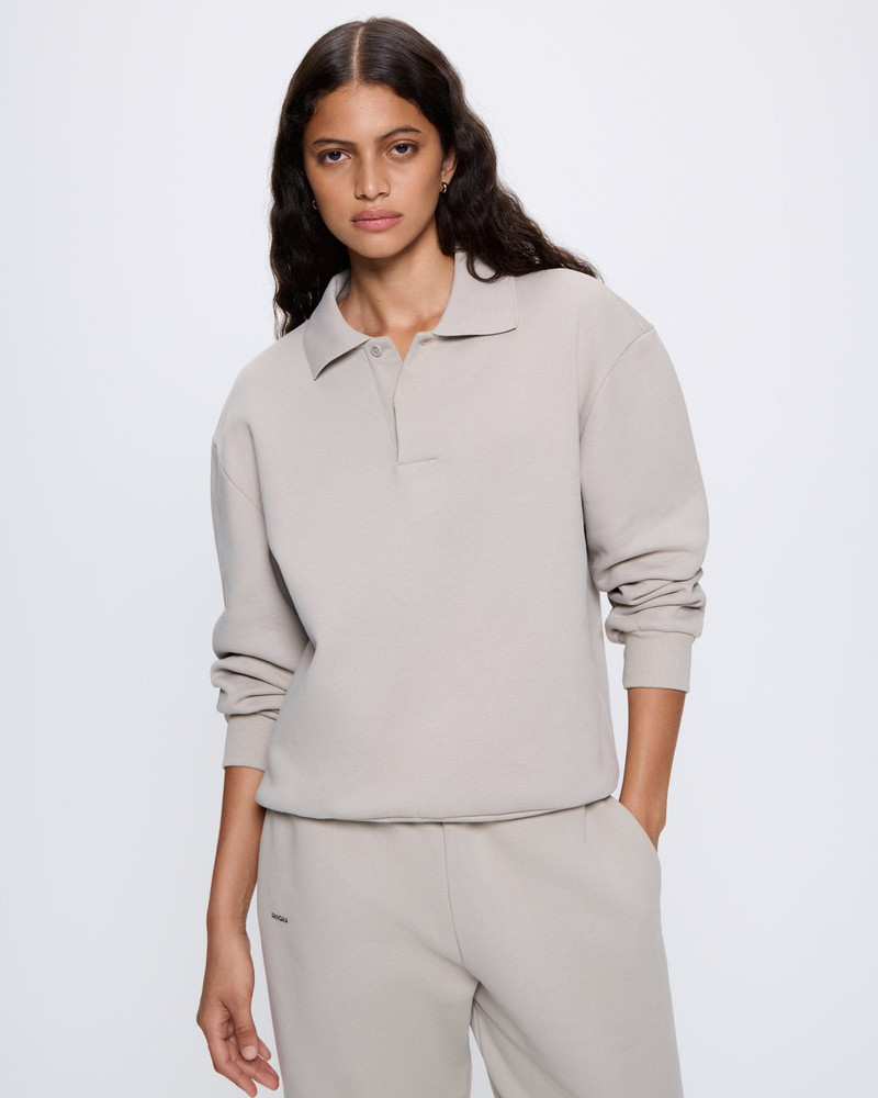 PANGAIA Womens DNA Heavyweight Polo Sweatshirt - Stone outlook