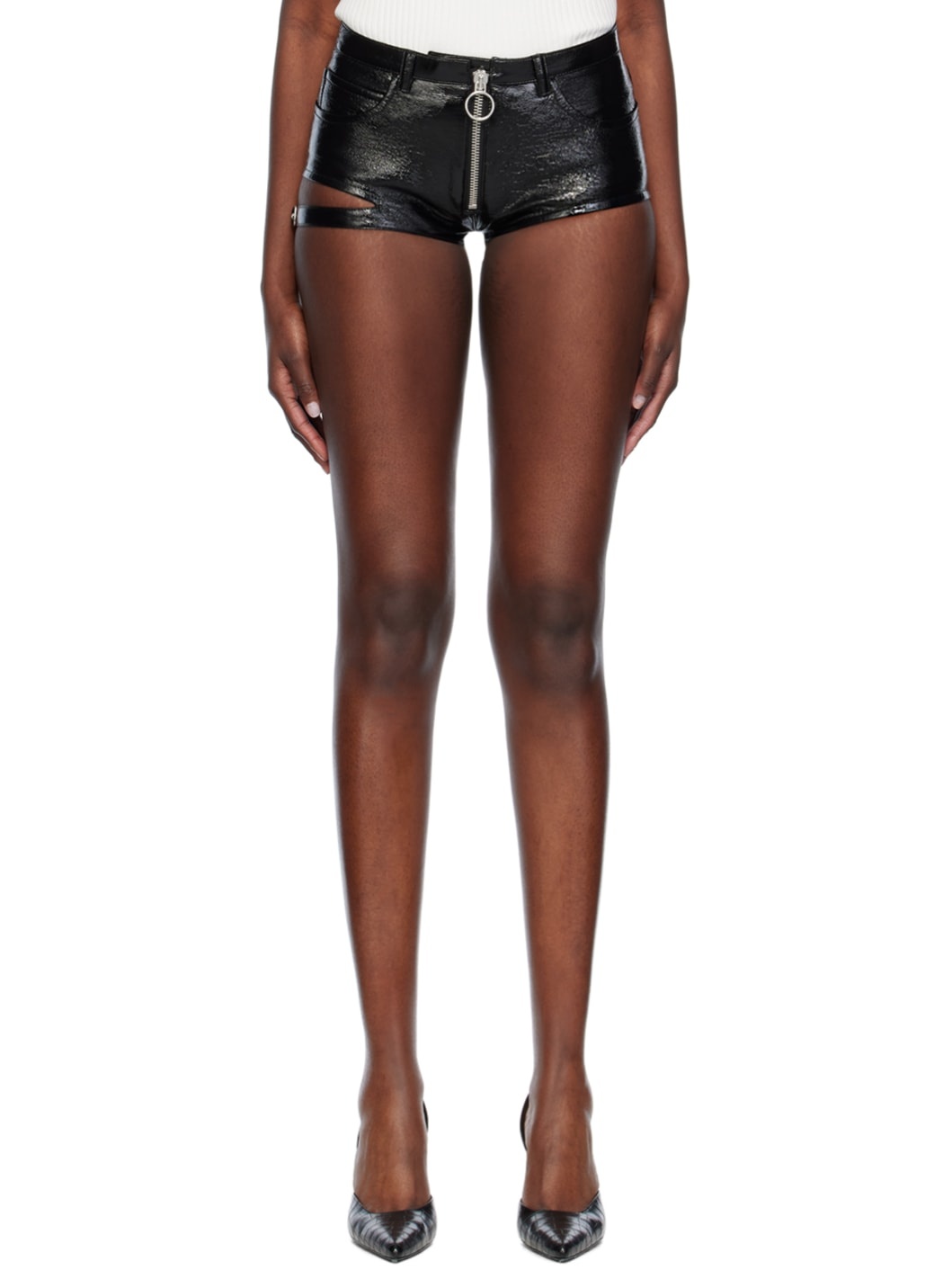 Black Pin-Buckle Shorts - 1
