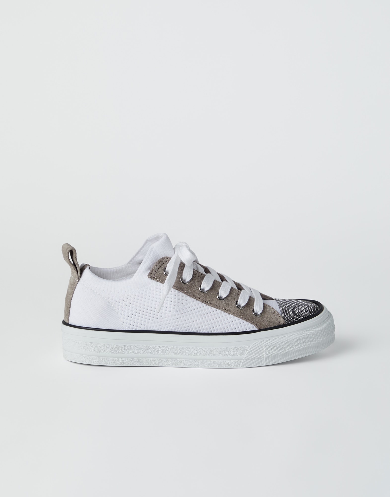 Knit and suede sneakers with precious toe - 5