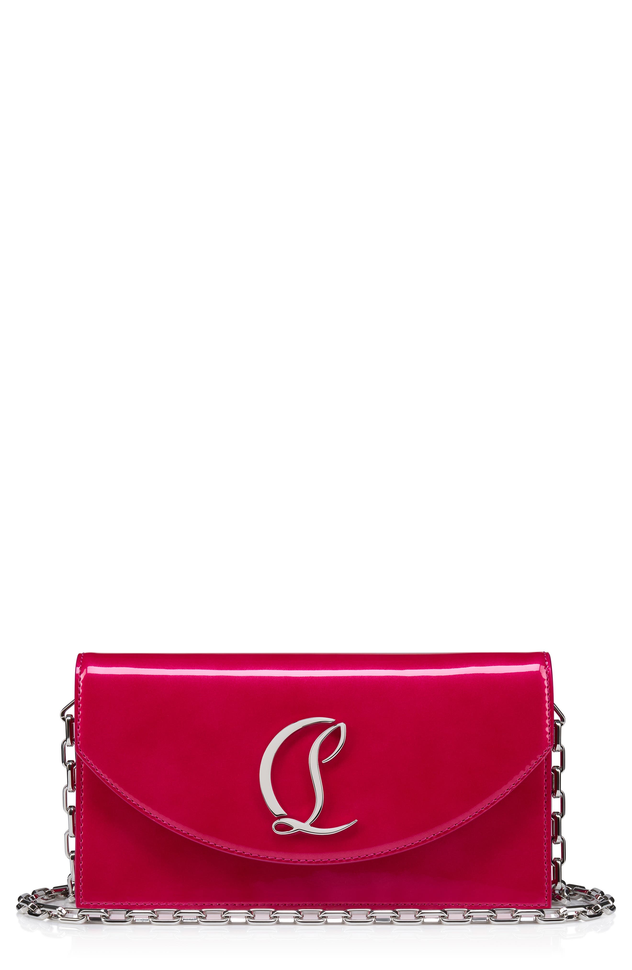 Christian Louboutin Loubi54 Patent Leather Clutch in Pinup/Silver at Nordstrom - 1