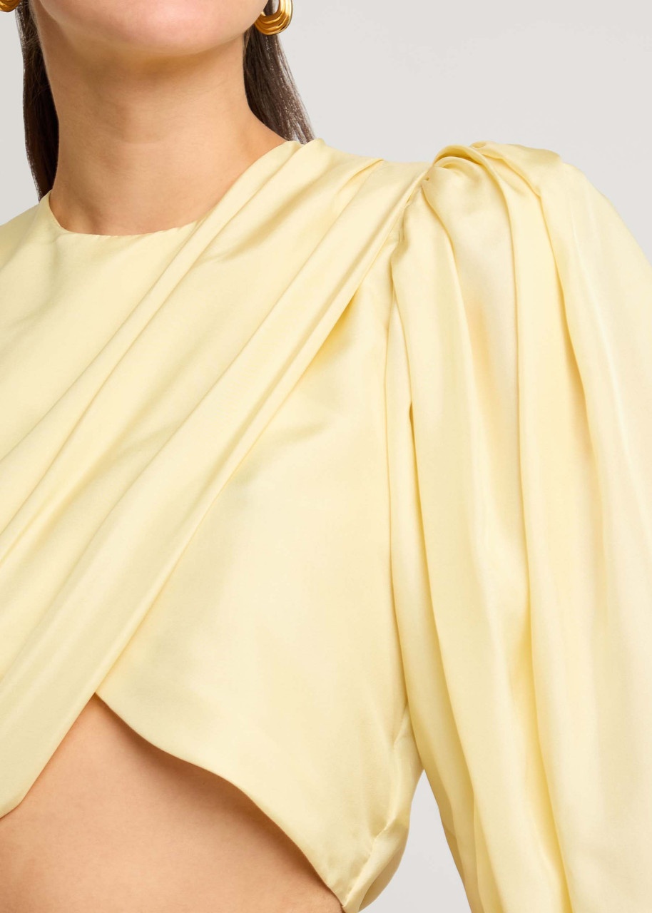 Chloe Draped Wrap-effect Silk Cropped Blouse - 5