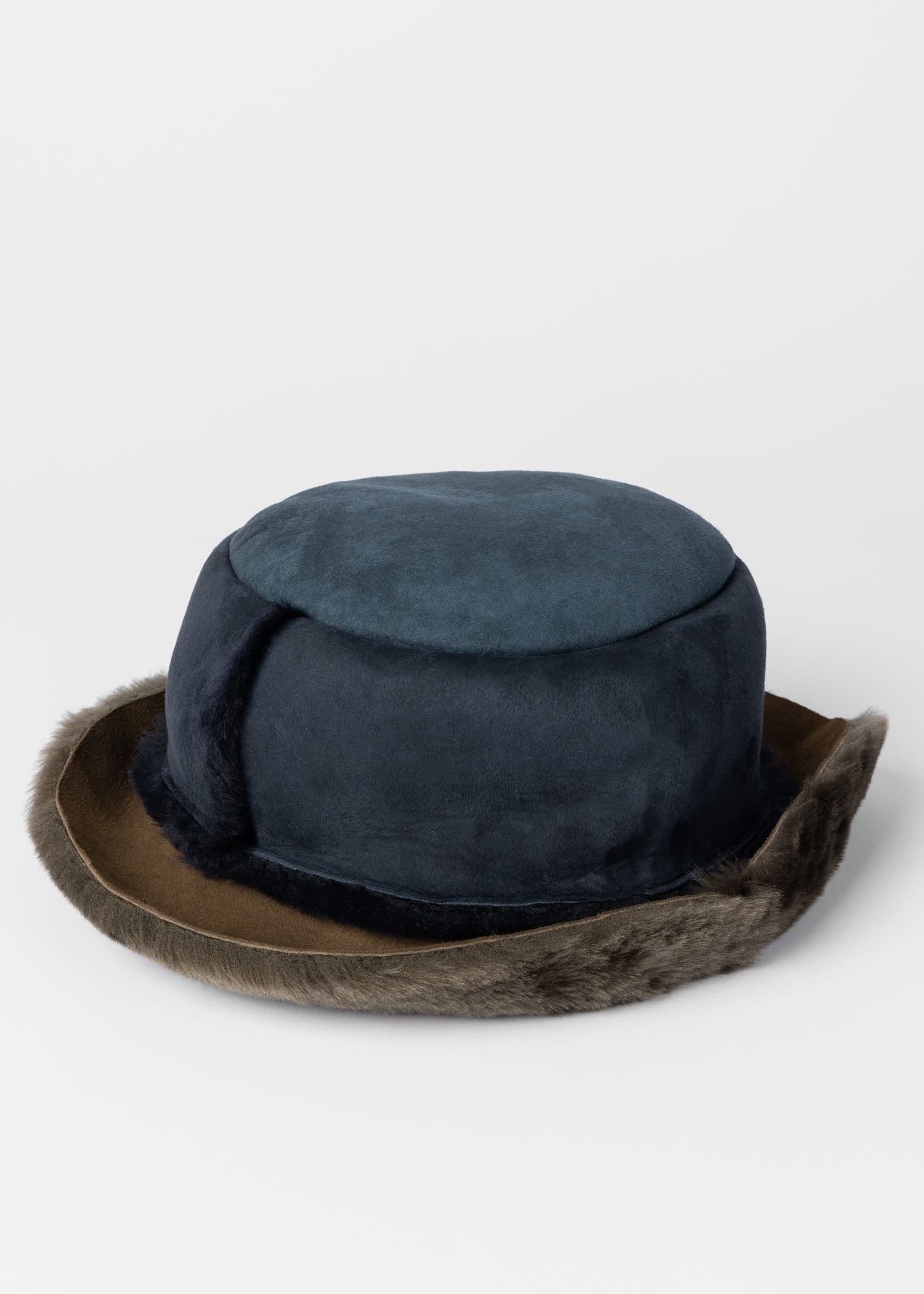 Navy Shearling Bucket Hat - 3