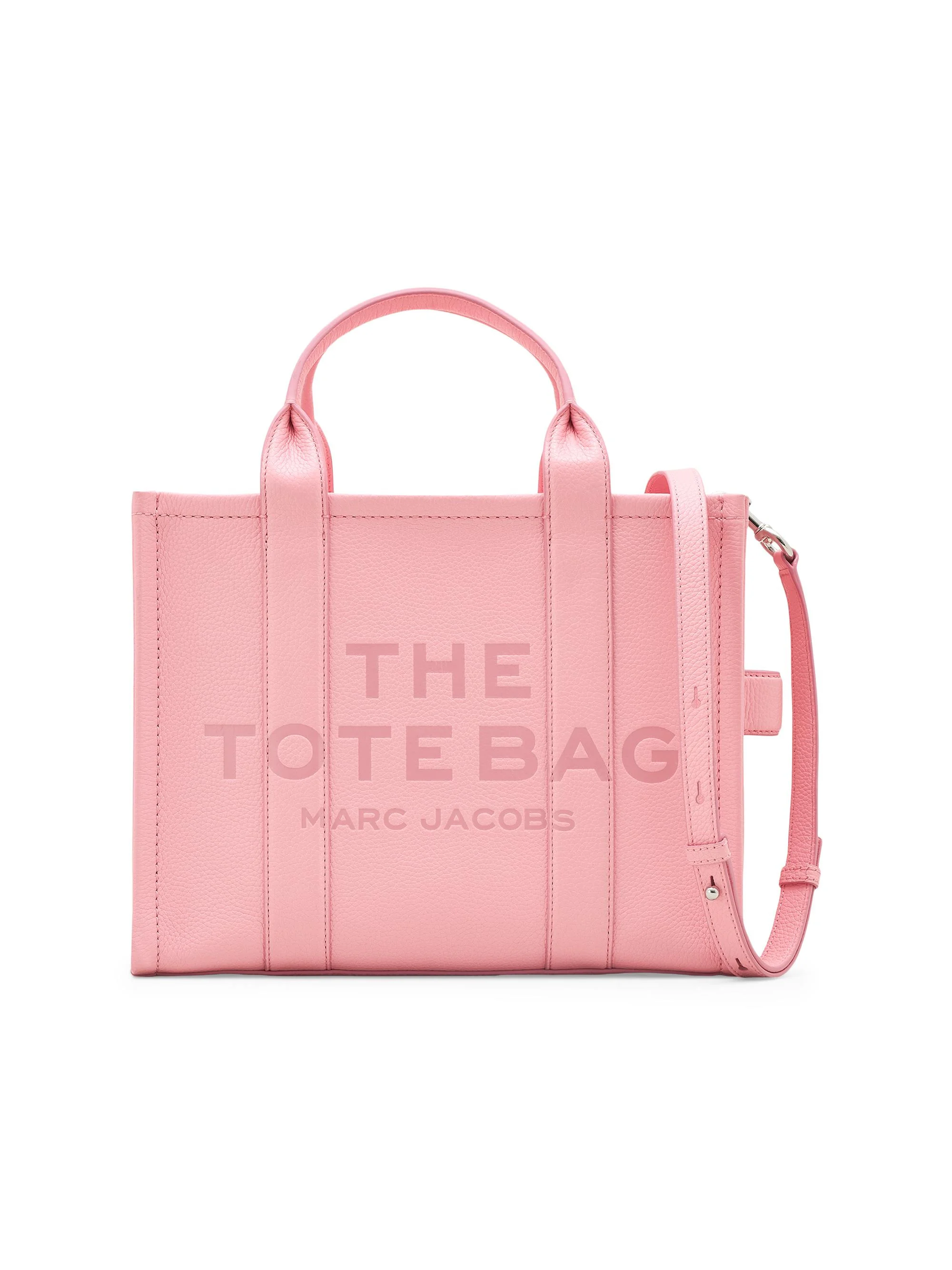 Women's Medium Leather Tote Bag - Ribbon Pink - 1