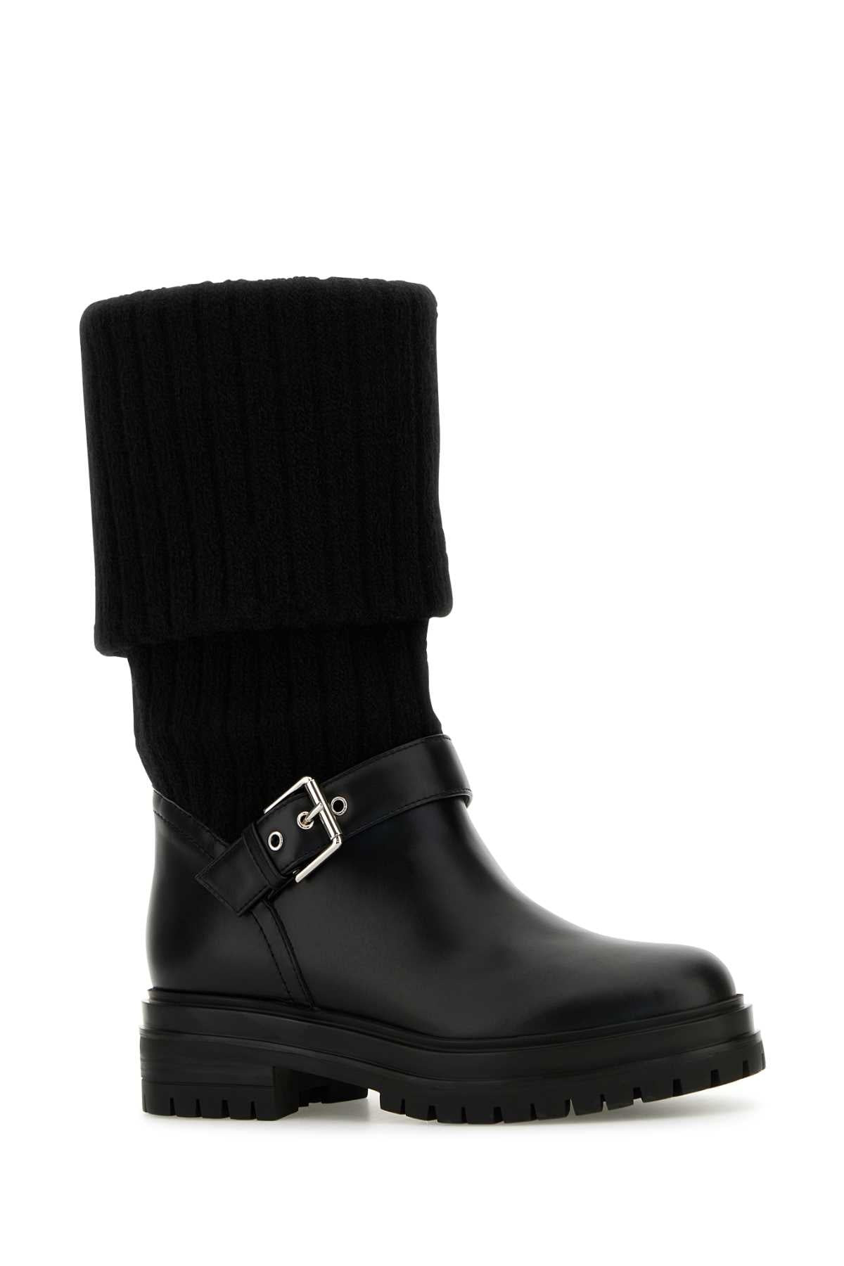 Gianvito Rossi Women Black Leather And Fabric Thurso Boots - 2