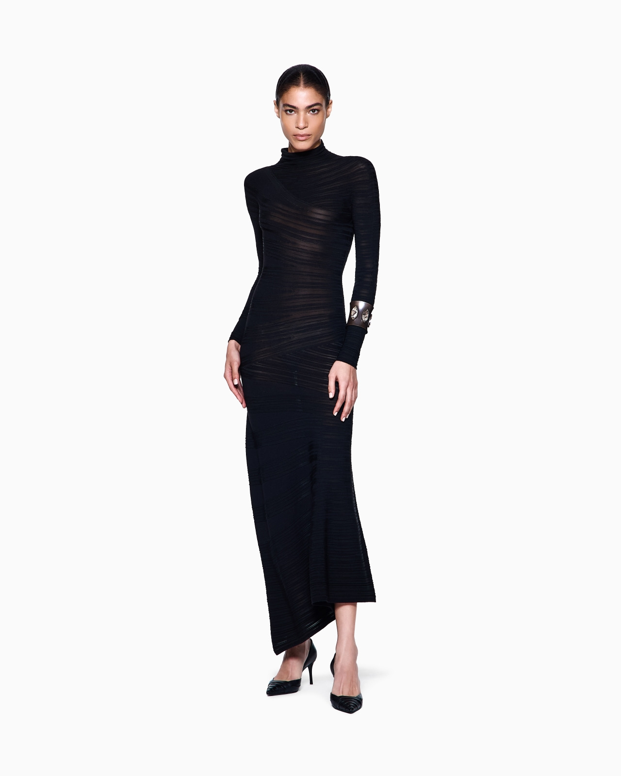 VISCOSE AND WOOL JERSEY MIDI DRESS - 2