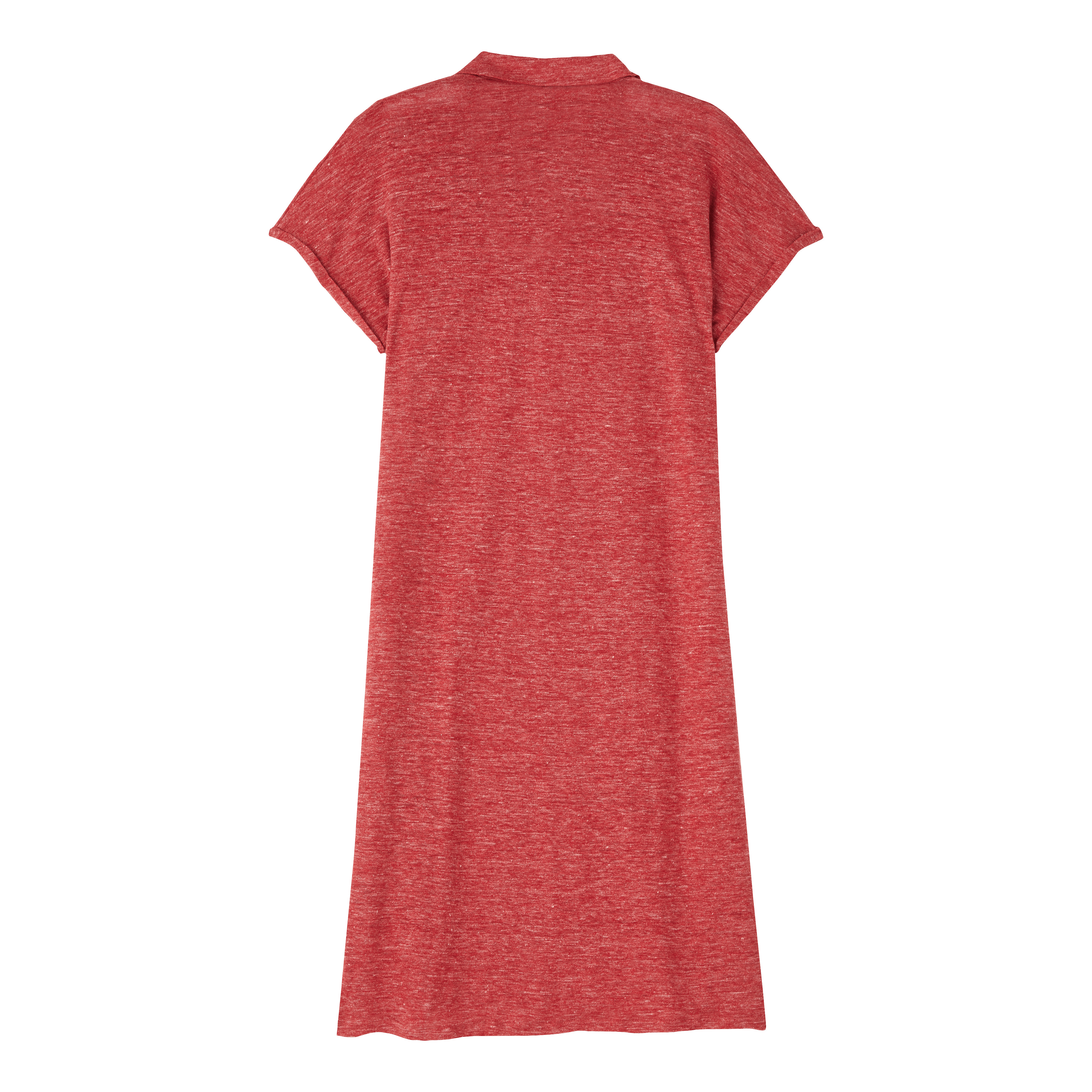 Women Linen Long Polo Dress Solid - 2