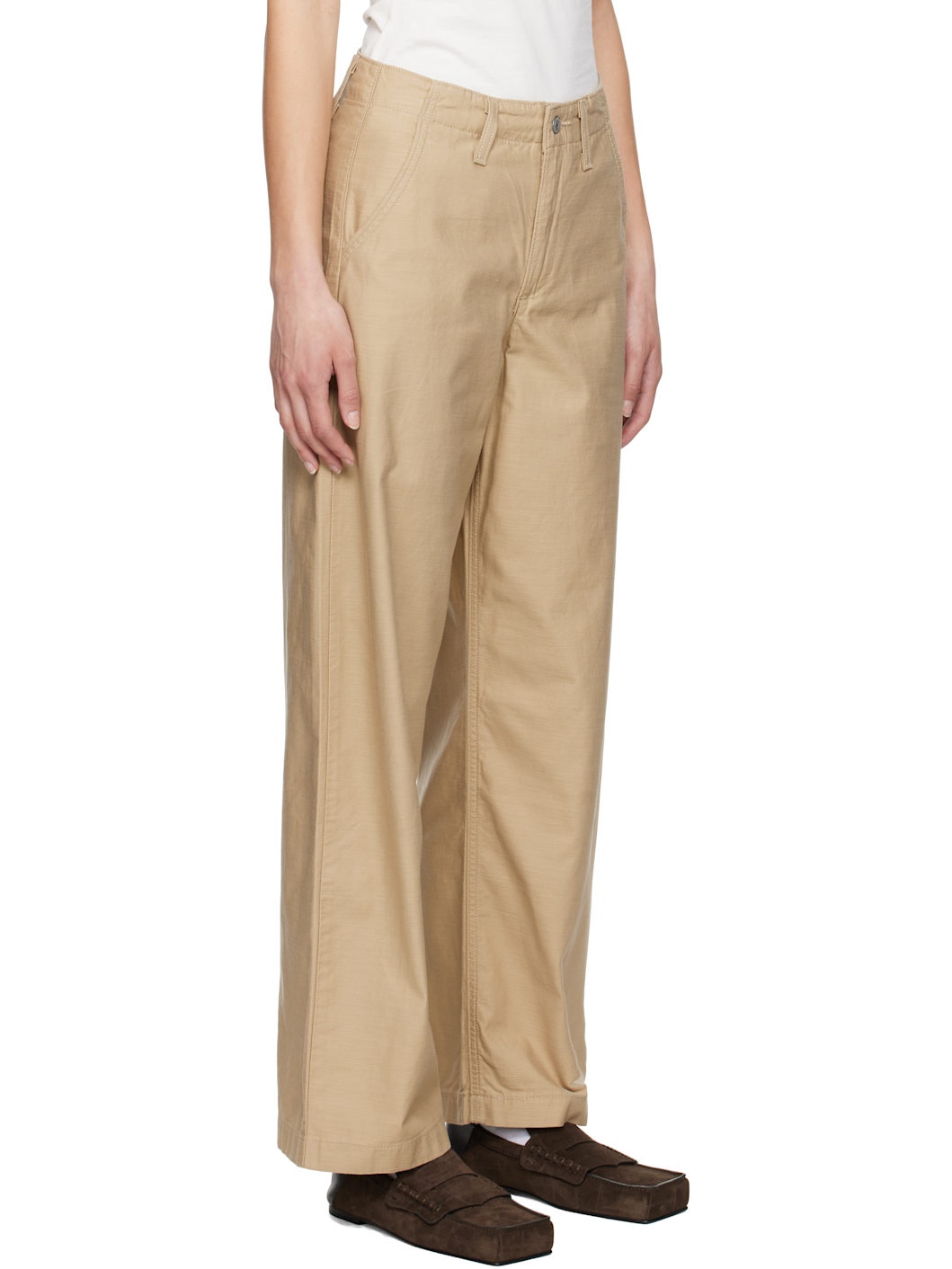 Beige '90s Straight Trousers - 2