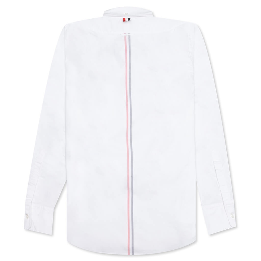 THOM BROWNE SOLID OXFORD STRAIGHT FIT BUTTON DOWN L/S SHIRT - WHITE - 2