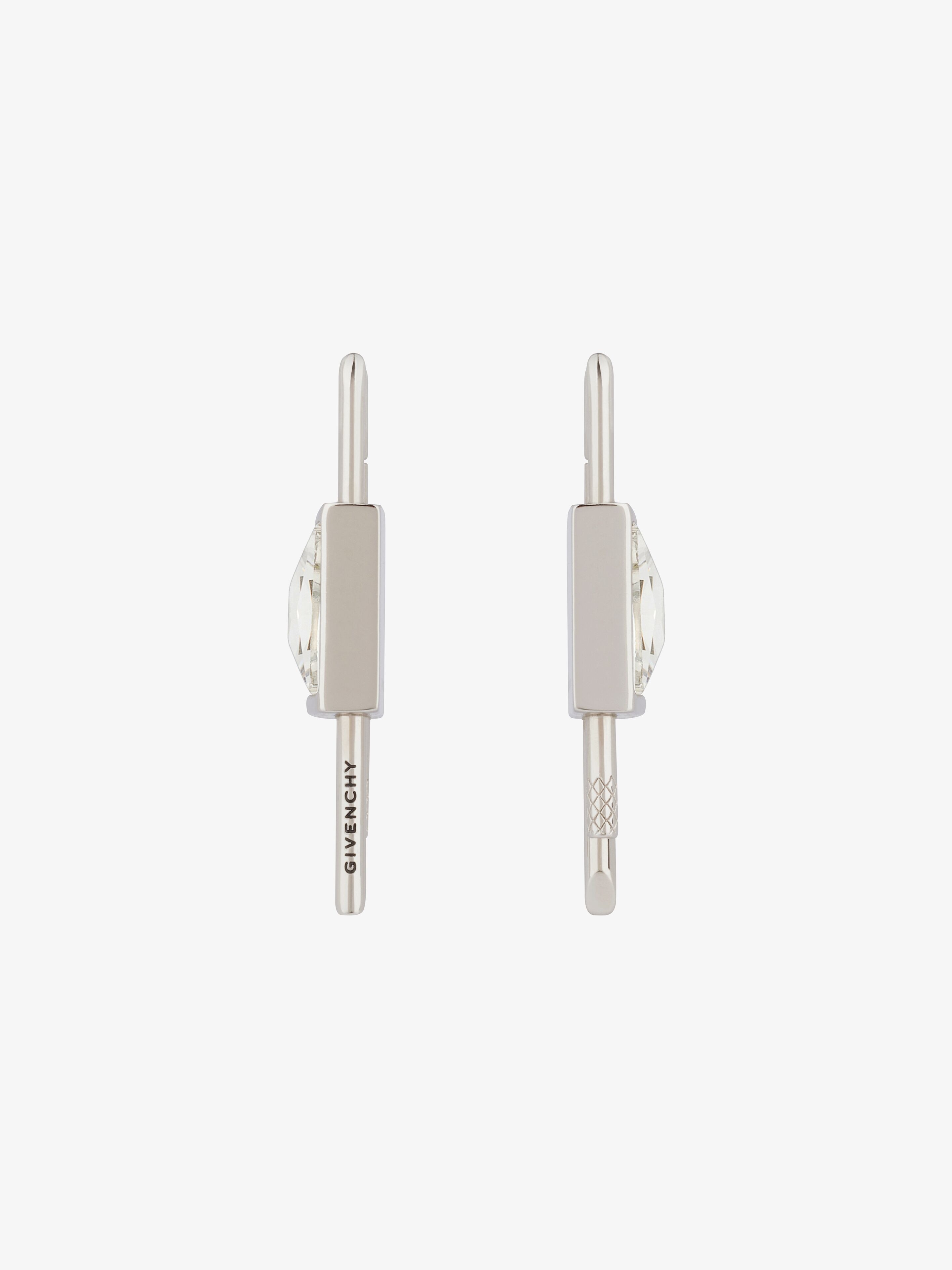 MINI LOCK EARRINGS IN METAL WITH CRYSTAL - 3