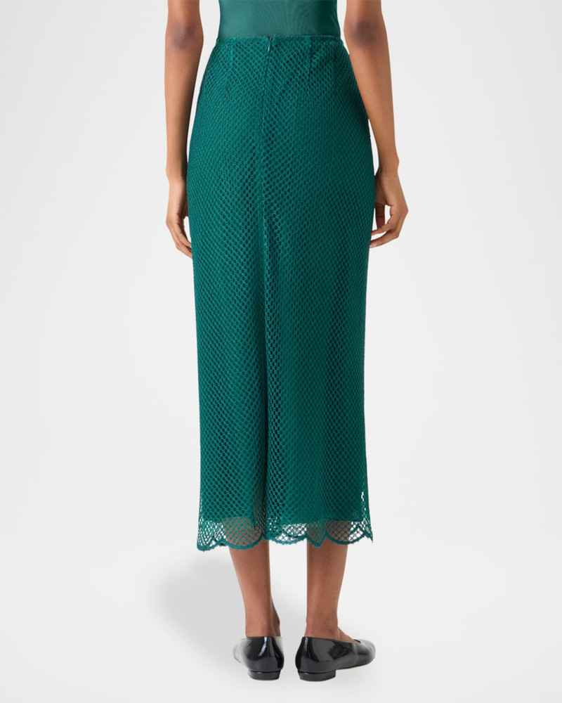 AKRIS Grid Embroidered Scalloped Midi Skirt outlook